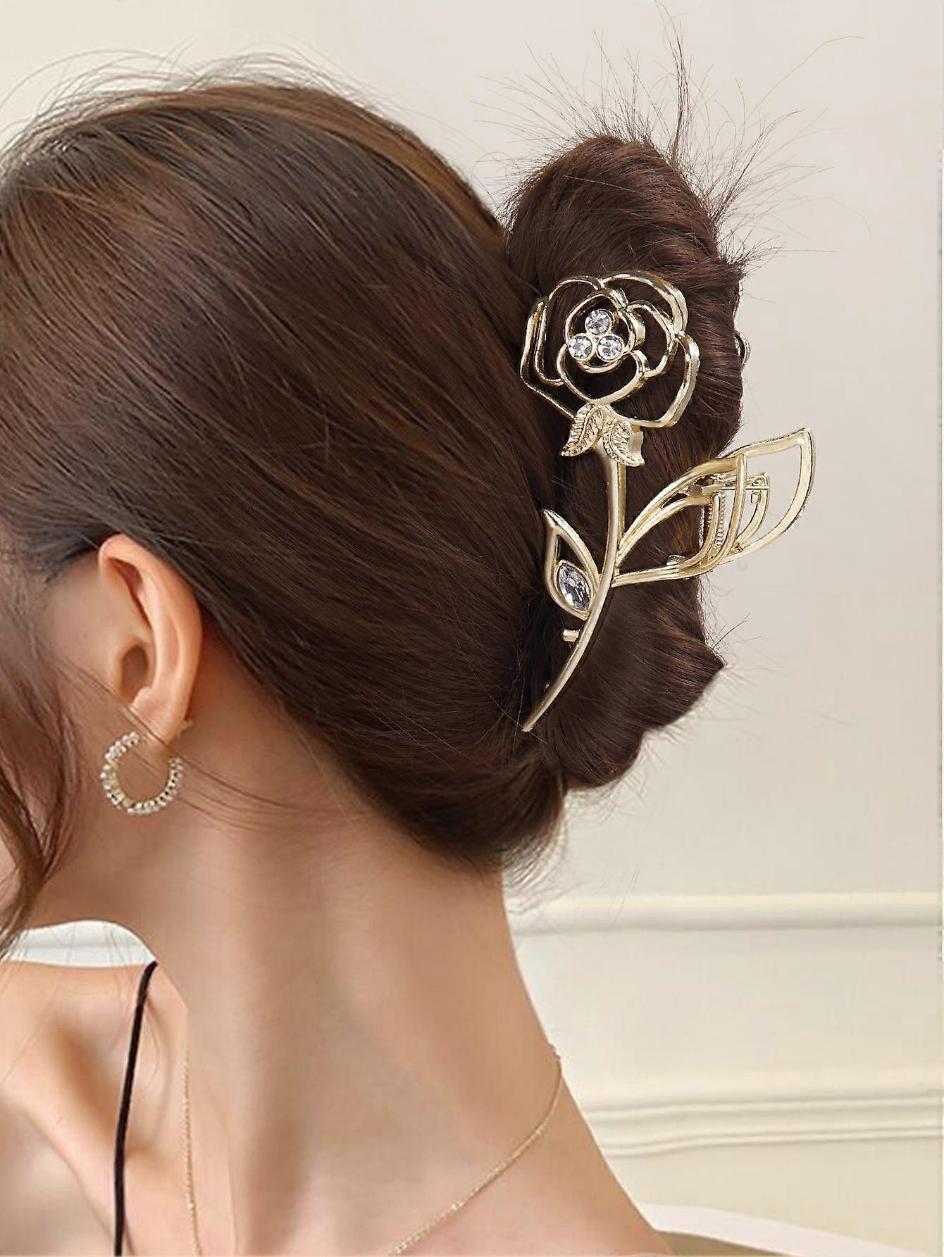 1 buc Trandafir Floare În Formă Gheare Mari Metalice De Păr Pentru Femei Vintage Accesorii de Coafat Boho Halloween Ziua Îndrăgostiților