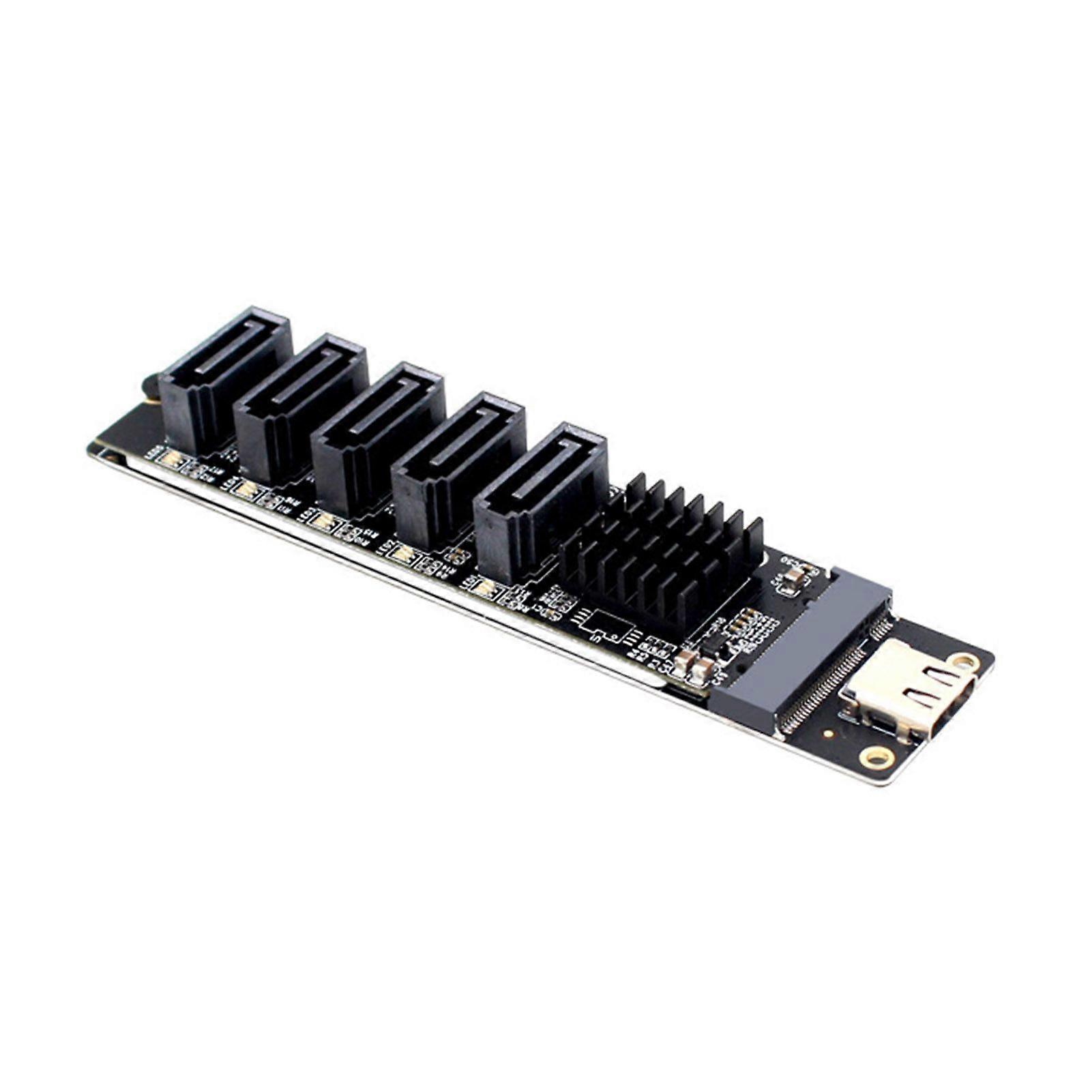 Type-C to 5-Port SATA 3.0 Adapter Card 6Gbps High-Speed Data Transmission Wide Compatibility Expansion Card with Smart LED Indicator