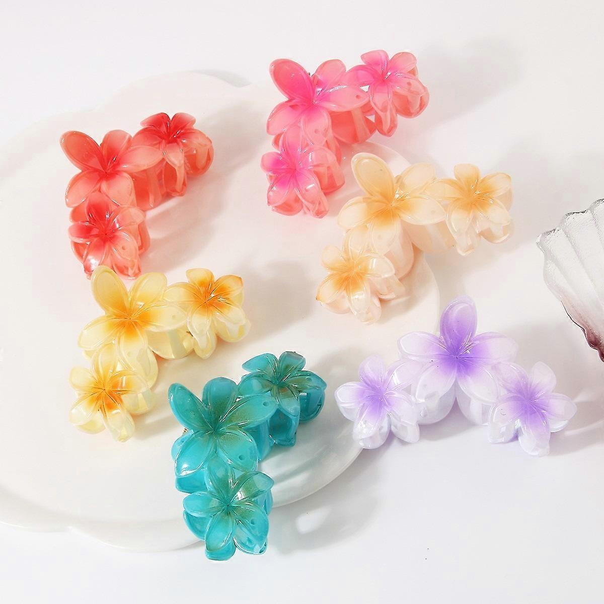 Gradient Colored Flower Shaped Hair Clips For Everyday Styling, Assorted Colors, Versatile Hair Accessory