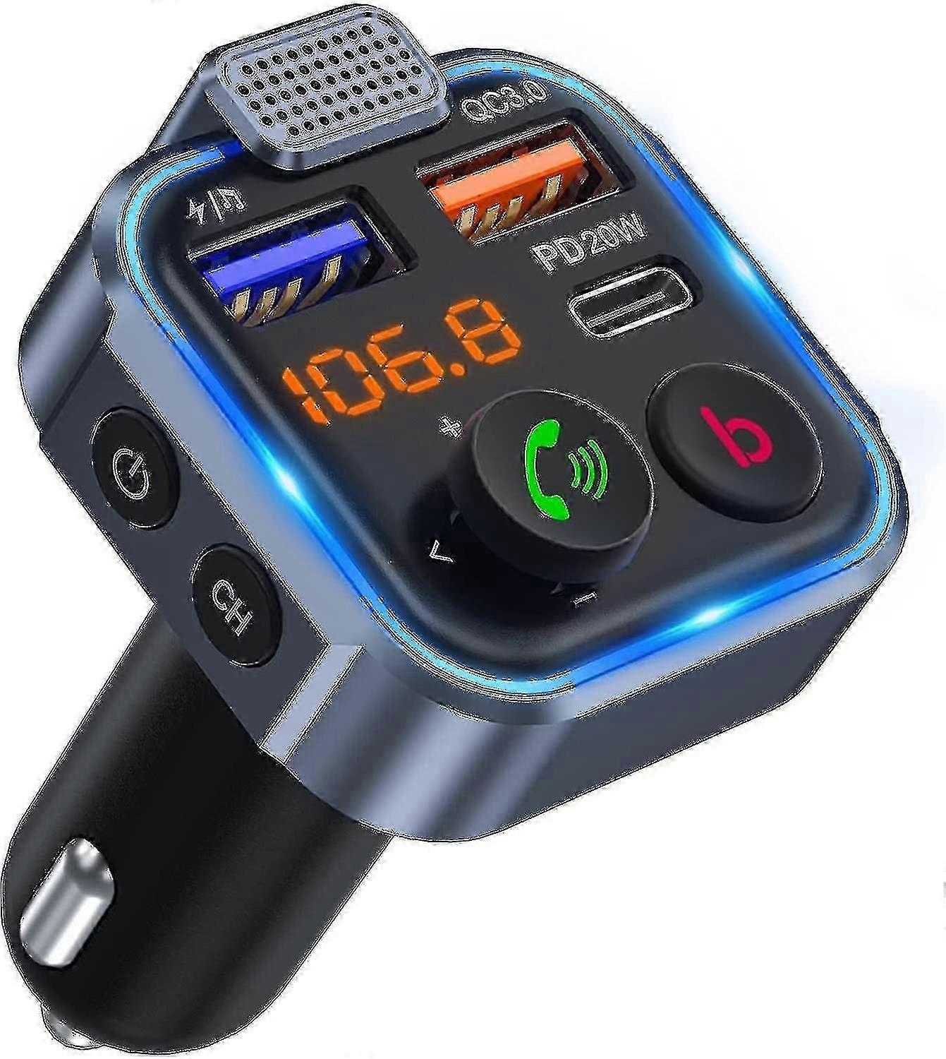 [2022 Version] Car Fm Transmitter, Wireless Bluetooth 5.0 Radio Adapter Car Kit