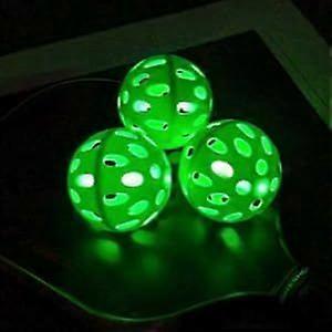 Glow In The Dark Pickleball Balls: LED Light Up Pickleball Ball, USAPA Standard Outdoor 40 Holes PickleBalls with Green Light 4 Pack LED Light Up Pick