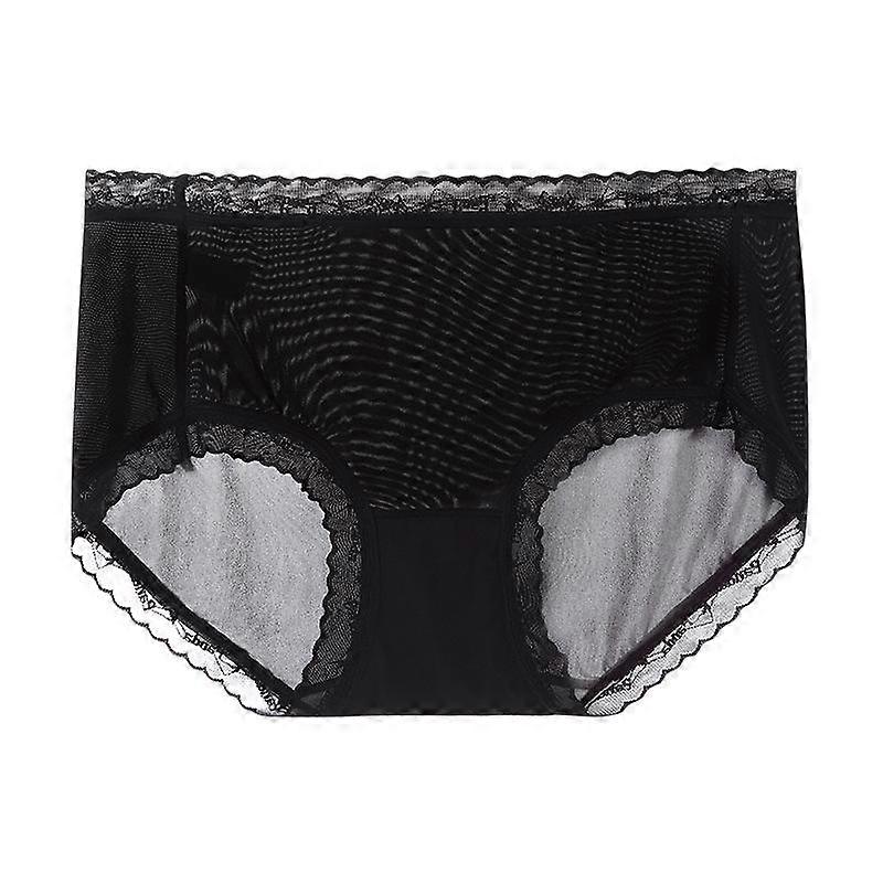 Ice Silk Underwear Women's Cotton Antibacterial Mid Waist Traceless Lace Sexy Summer Thin Triangle Shorts