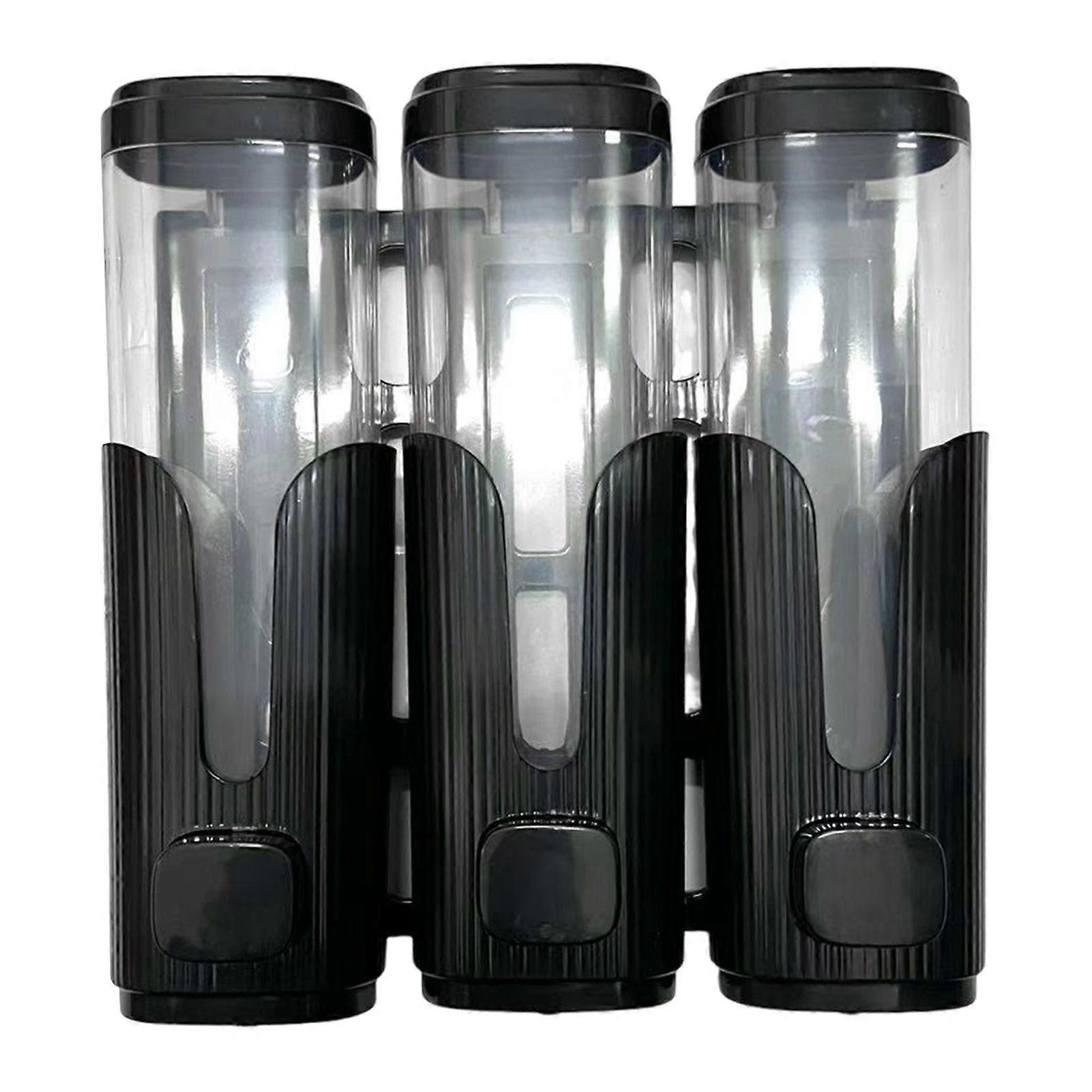 Large Capacity Soap Dispenser 3 in 1 Large Liquid Outlet Viewing Window No-Drilling Installation Shampoo Conditioner Dispenser