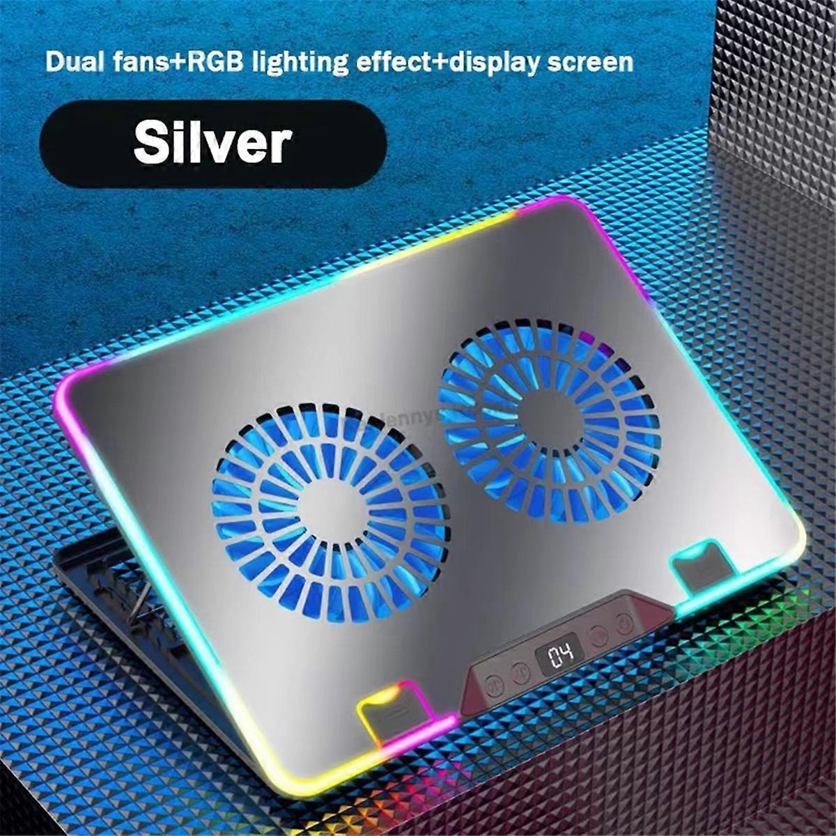 F36 Gaming Laptop Cooling Pad with RGB Lights LCD Display 7 Adjustable Angles 2 USB Ports for 11-17