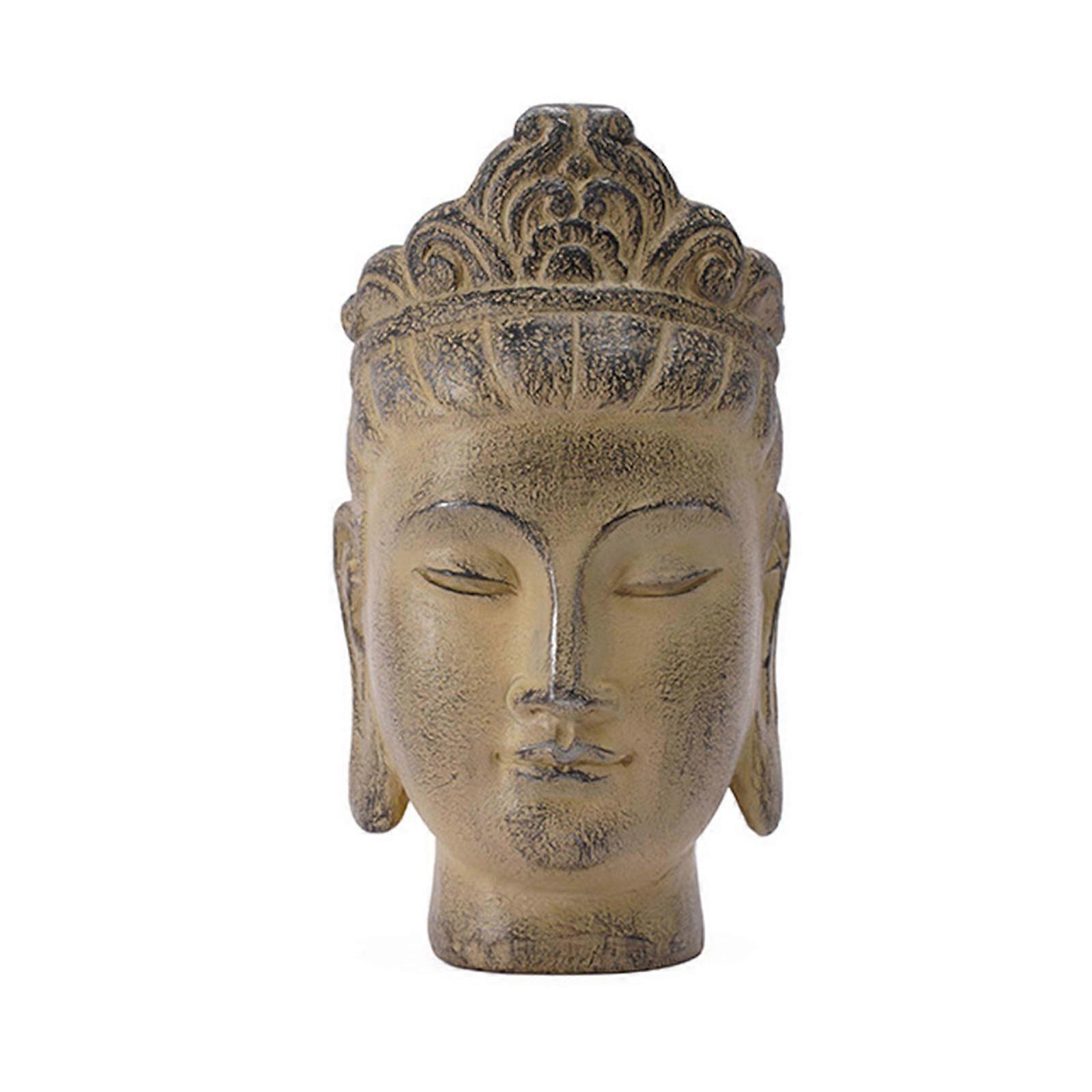 Buddhas Head Statue for Meditations Space and Spiritual Altar Enhancements Resins Stone Color Buddhist Figurine Ornament