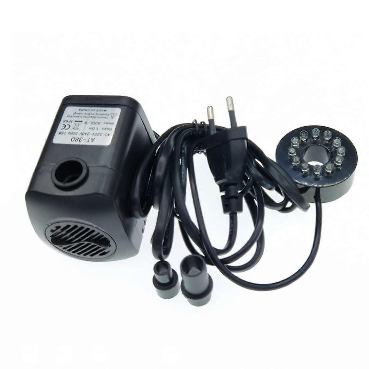 Non-toxic and safe LED lighted fountain pump with color changing LED, perfect for aquariums, statues, fish ponds, European regulations