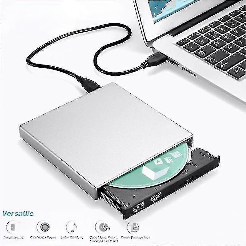 External USB 2.0 DVD Drive - CD/DVD Burner for Laptops & PCs