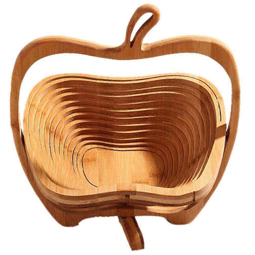 Bamboo Folding Collapsible Fruit Basket Natural Bamboo Material For Kitchen Countertop Decor