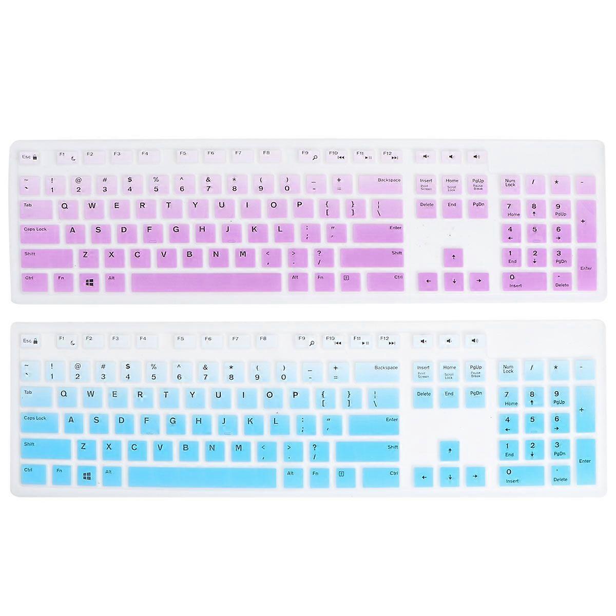 2PCS Dustproof Keyboard Skin Silicone Keyboard Protector Waterproof Keyboard Protective Cover Compatible for Dell KB216P/KB216T/WK636 (Gradient Blue G