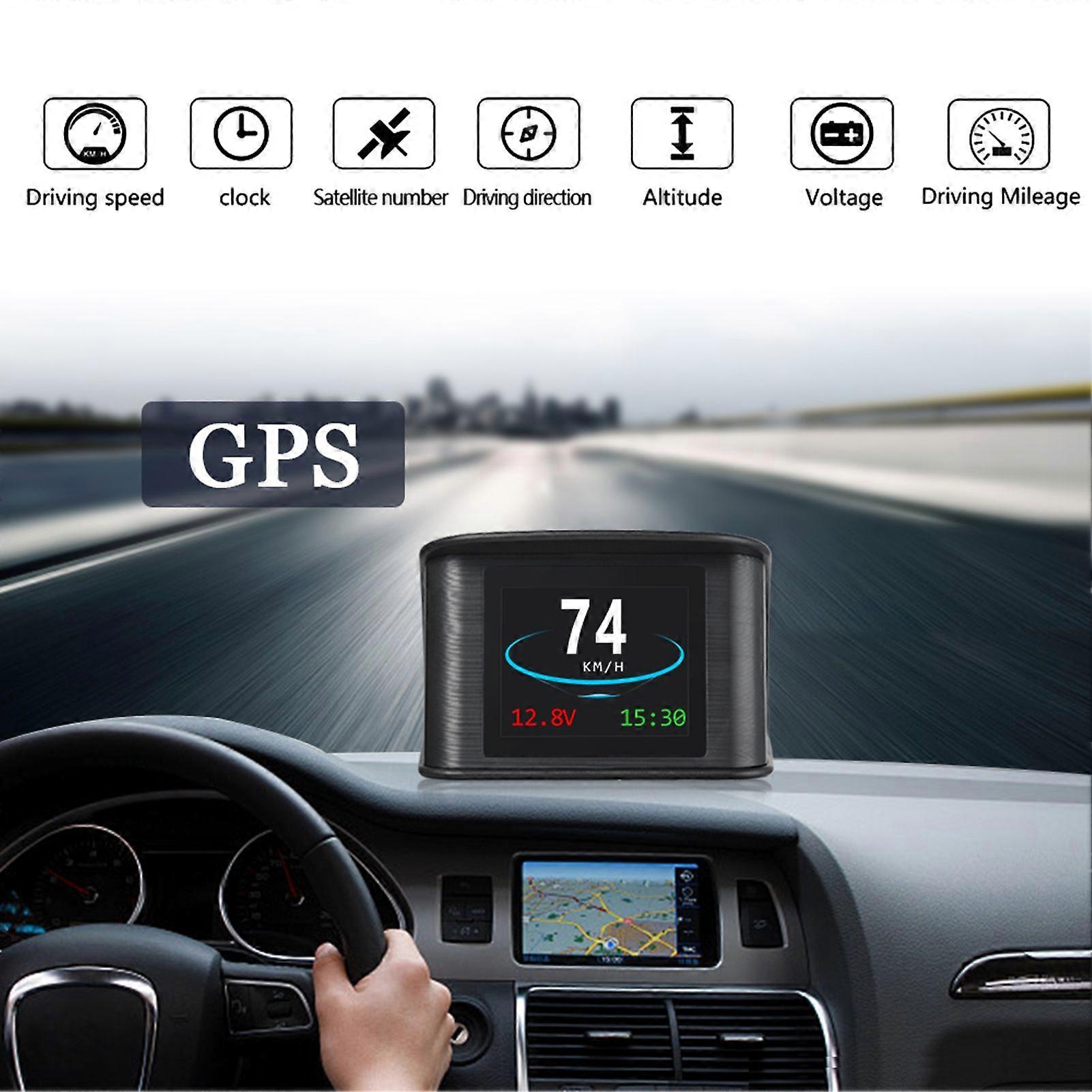 Smart Head Up Display, 2.2 inch Universal GPS Head Up Display with Displays Speed, Altitude, Voltage, Clock and More Overspeed Alarm/Voltage Aarm