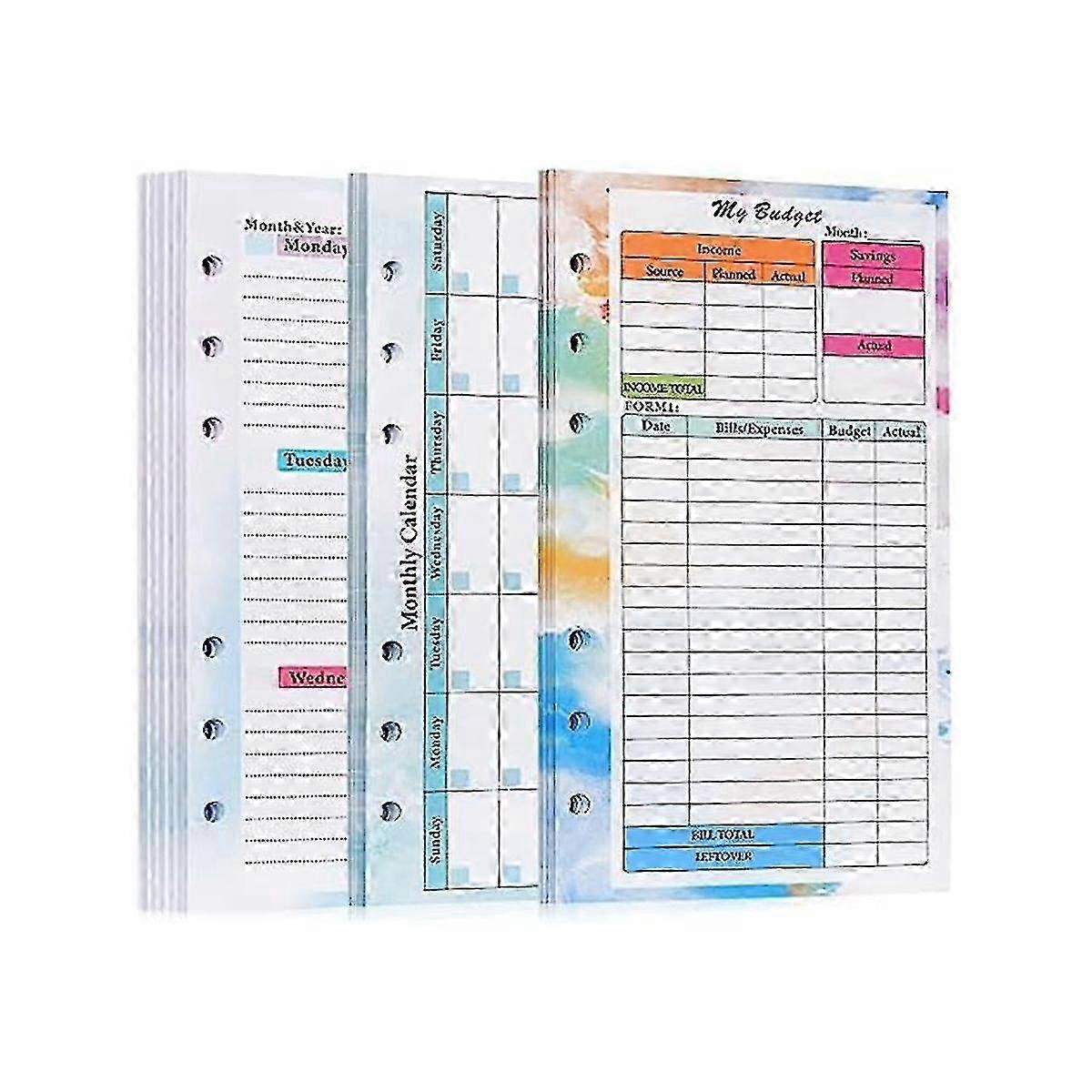 A6 Budget Planner Refill 82 Sheets Monthly Weekly Planner Notepad 6 Hole For A6 Binder Cover Save A f74
