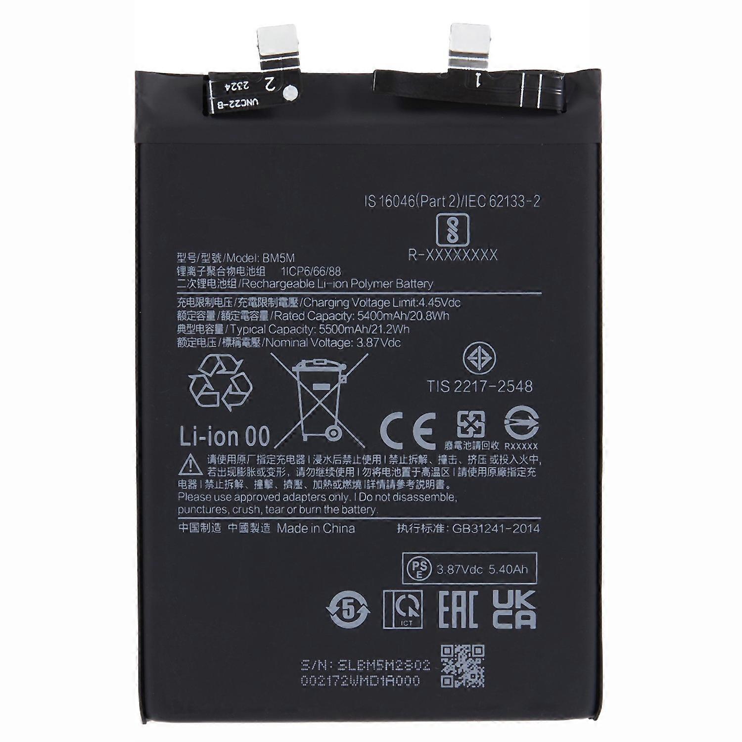 For Xiaomi Redmi K60 5G 3.85V 5400mAh Rechargeable Li-ion Battery Assembly Part (Encode: BM5M)