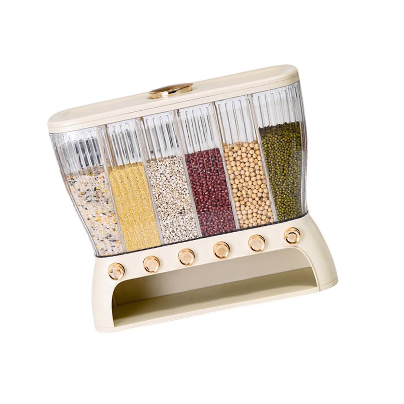Müslispender 6 Gitter mit großem Fassungsvermögen transparent luftdicht multifunktional beige
