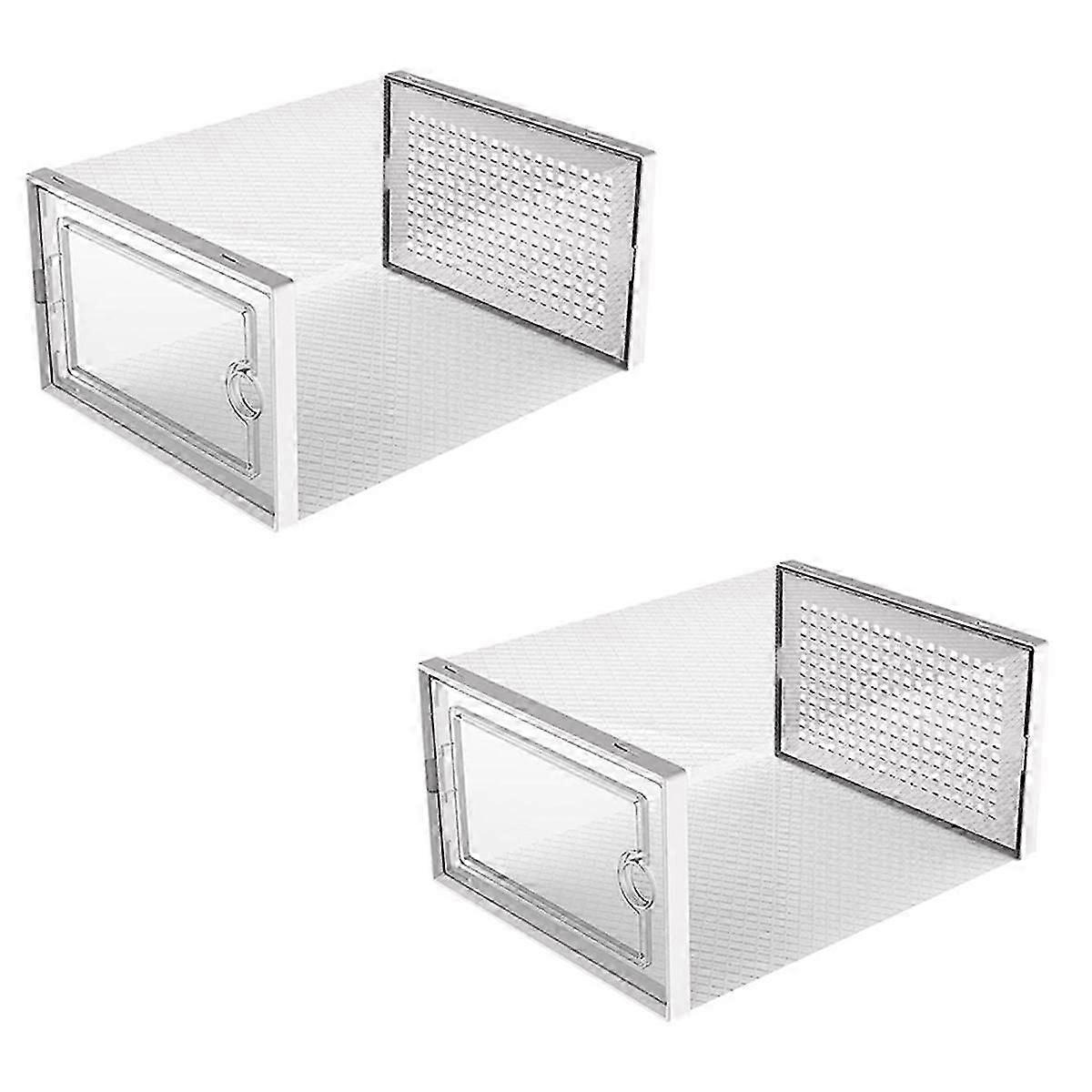 Shoe Storage Box, Clear Transparent Shoe Storage Boxes Hard Plastic Stackable Organiser Containers