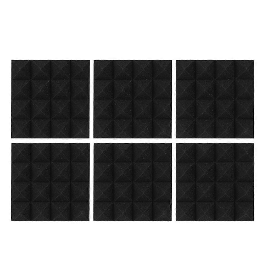 Pyramid Shape Acoustic Panels 6pcs Sound Absorbing Foam for Studio Soundproofing 12x12x2 Inches Black
