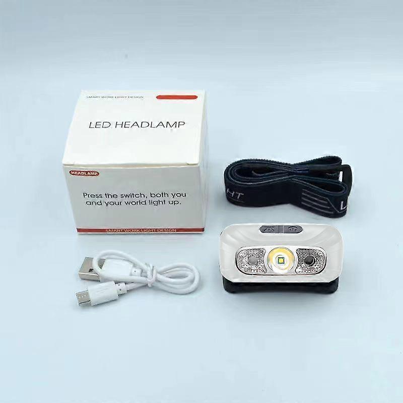 Mini lampada frontale ricaricabile con sensore potente, per pesca e campeggio, torcia frontale USB, luce frontale a LED COB, fari anteriori, lanterna