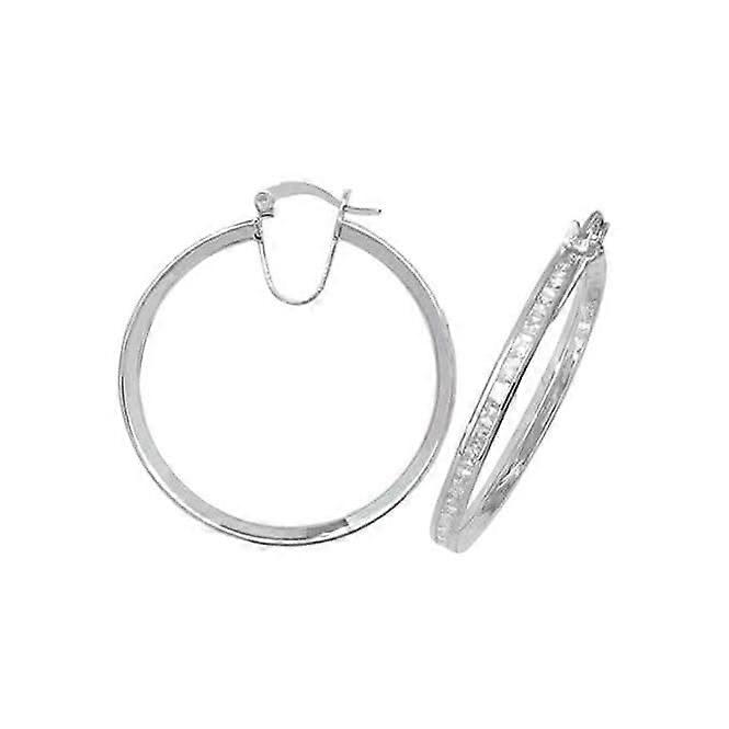 Acotis Silver Hoop Earrings Zirconia G5900