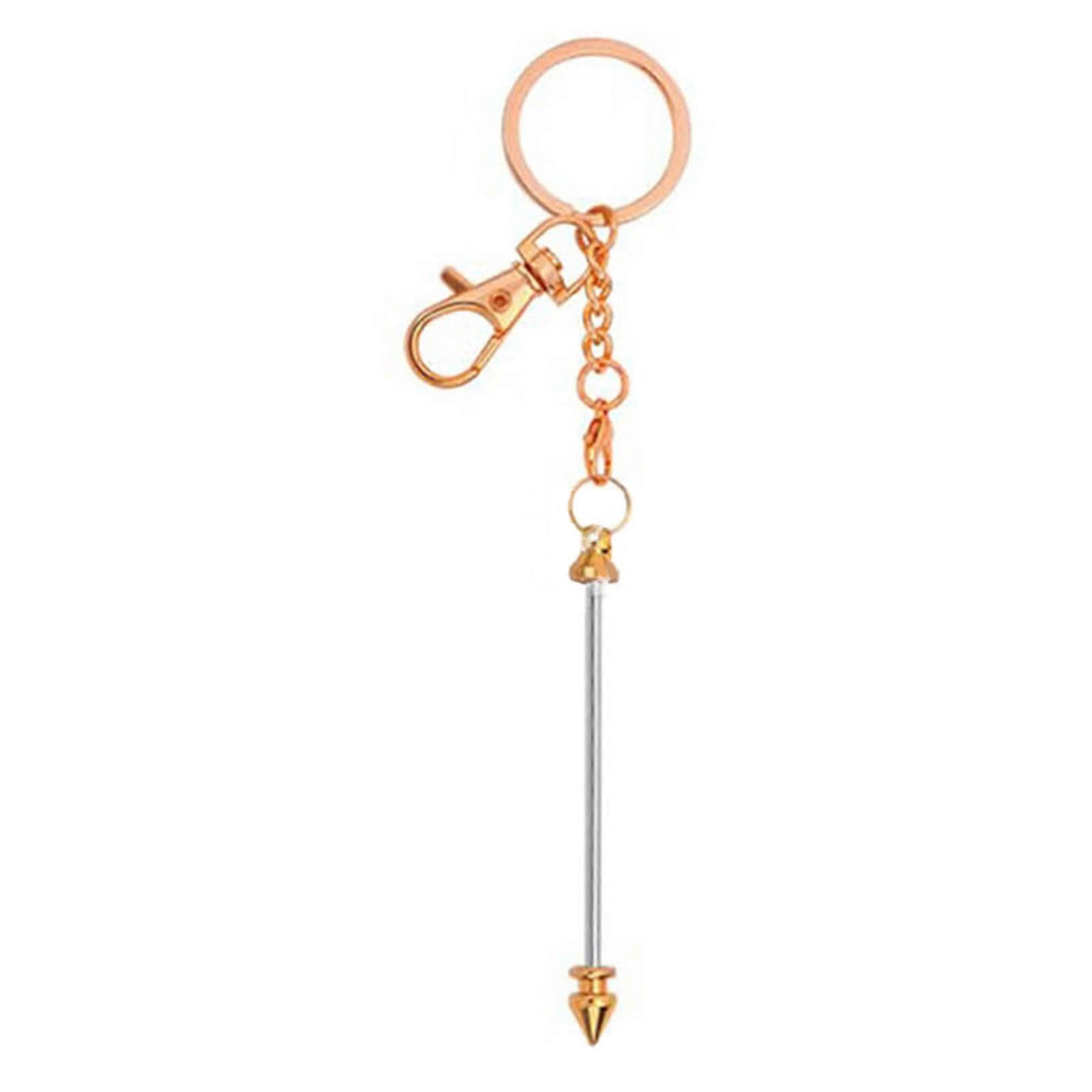 DIY Beaded Keychain Trendy Metal Bullet Head Key Rings Accessories Lobster Clasp Phonechain Bags Backpack Decoration Rose Gold