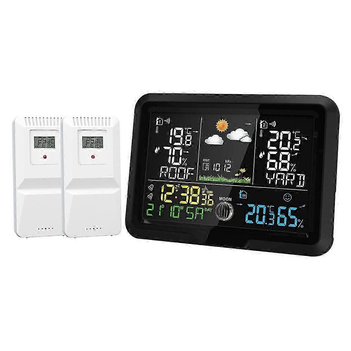 One-to-Two Weather Clock Indoor & Outdoor Thermometer & Hygrometer Wireless Multi-Function Weather