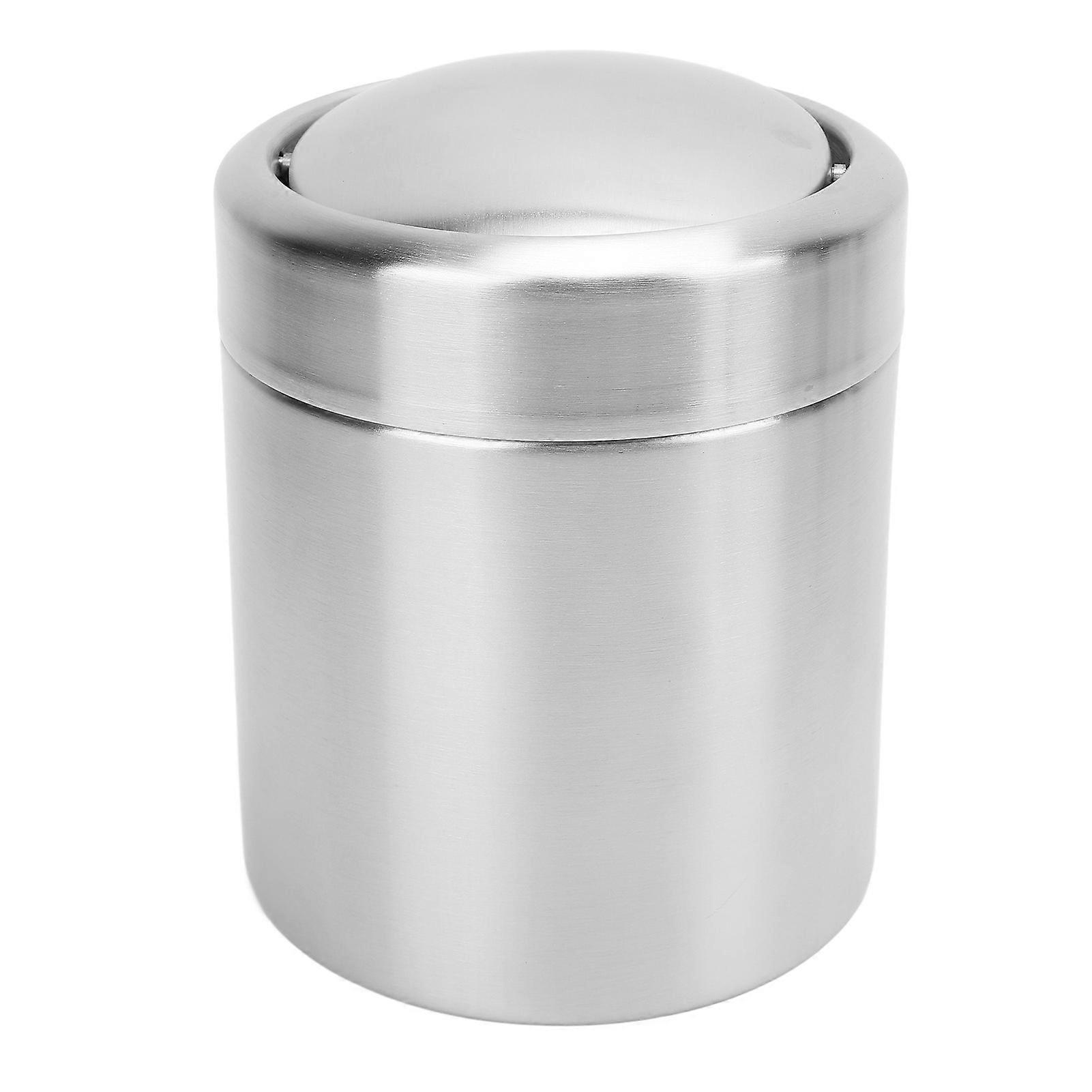 Mini Desk Trash Can with Swing Lid 304 Stainless Steel Small Countertop Garbage Can for Home Office