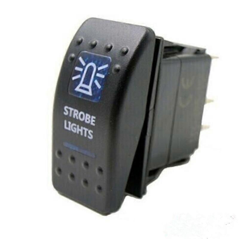 STROBE LIGHTS Emergency Beacon Dashboard Dash Rocker Switch Blue Light 12V 24V