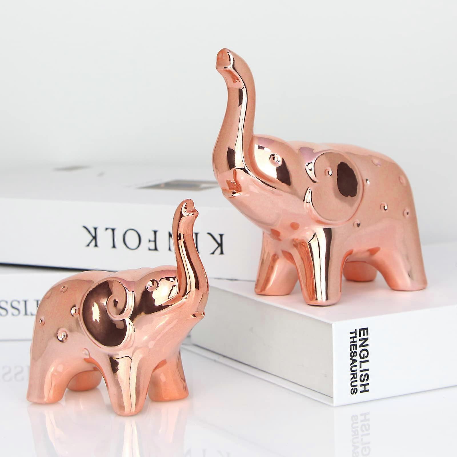 Pair of Modern Style Elephant Statues for Office Desktop Bookshelf Living Room Decoration