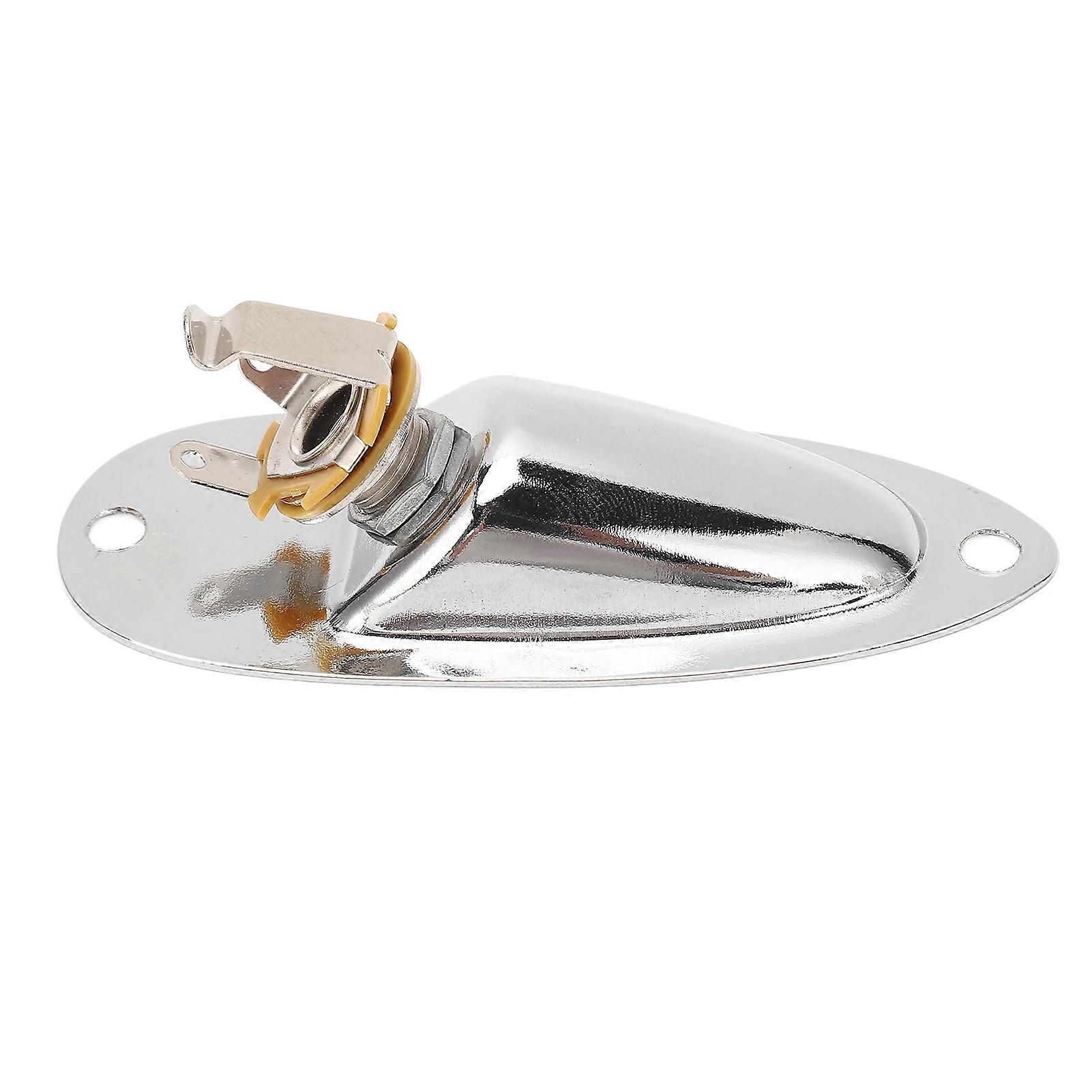 Guitar Input Jack Boat Style 6.35mm Metal Electric Guitar Input Output Socket with 2 String Fixators GT50 Silver