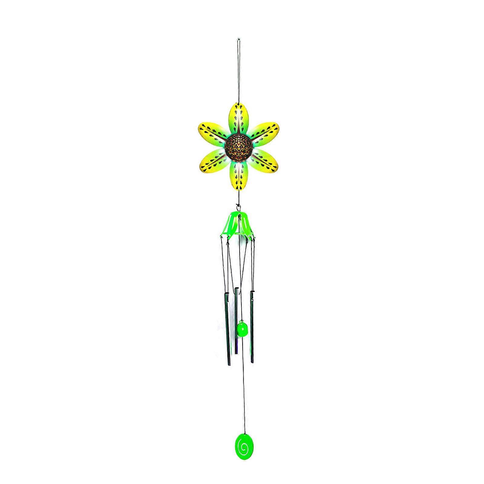 Fer forgé 6 pétales fleur carillon éolien pendentif pour ornement coloré créatif jaune