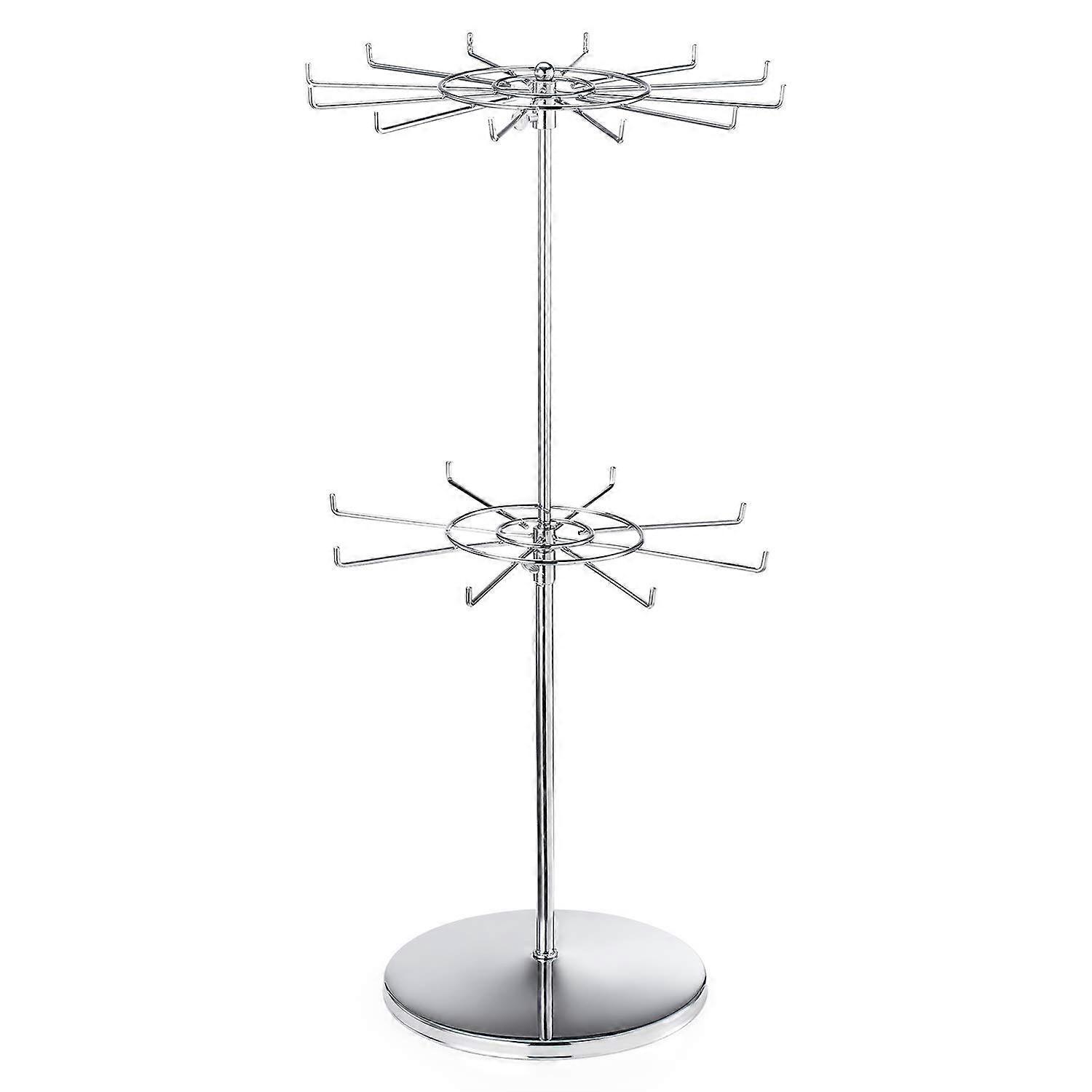 Polmart 2-Tier Spinning Display Stand, Heavy Duty 360° Rotating Metal Countertop Organizer for Retail, Jewelry, Cosmetics, Crafts, Silvery