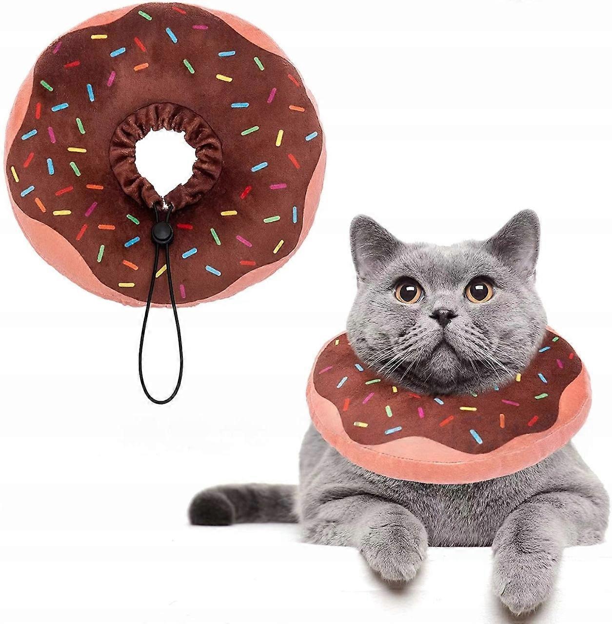 Soft Plush Postoperative Collar After Cat Treatment Donut Bun M