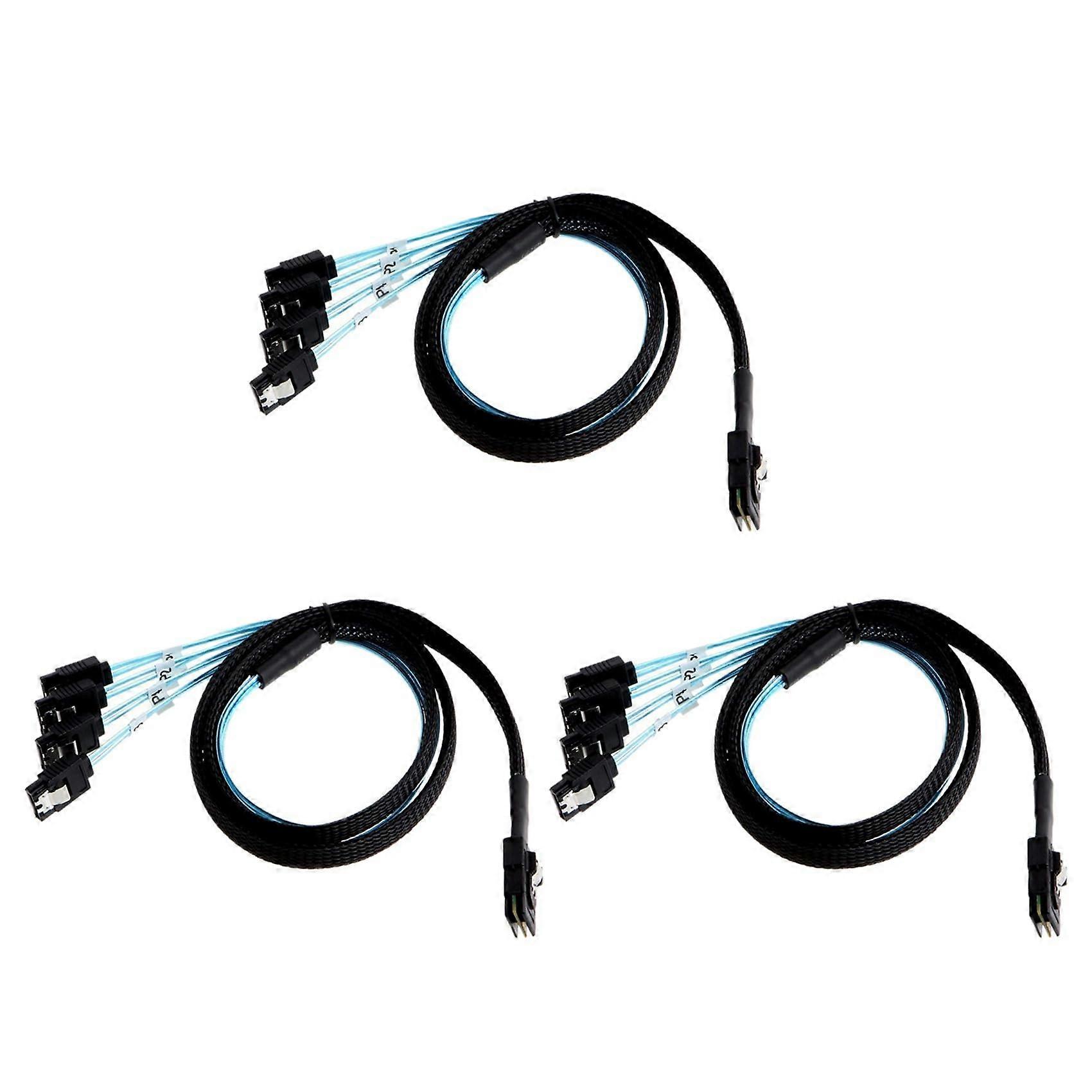 3X Mini SAS 36Pin (SFF-8087) Male to 4 SATA 7Pin Female Cable, Mini SAS Host/Controller to 4 SATA Target/Backplane 1.0M