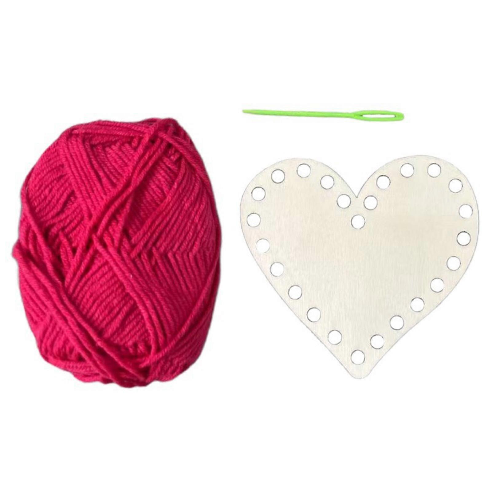 Love Shape Wooden Knitting Kits Cross Stitch Fixed Frame Heart Knitting Board for Beginners Handicraft Enthusiasts