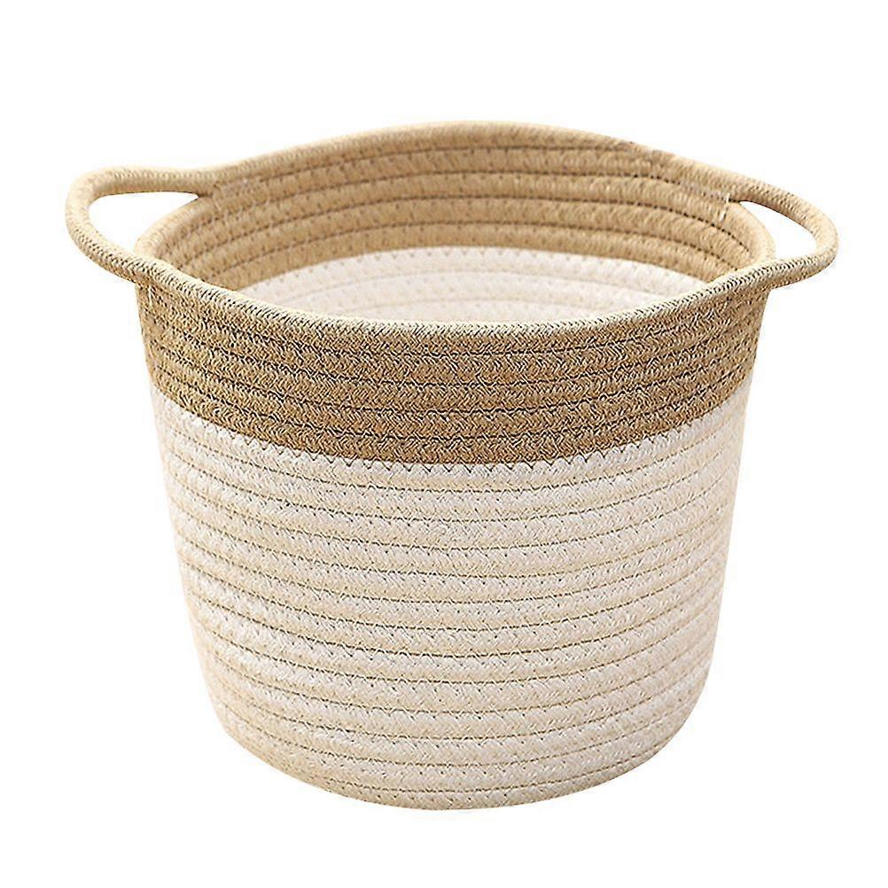 1 יחידה דלי אחסון חבל כותנה שחבור שולחן עבודה Sundries סל אחסון ארגונית סל צעצועים (חאקי)