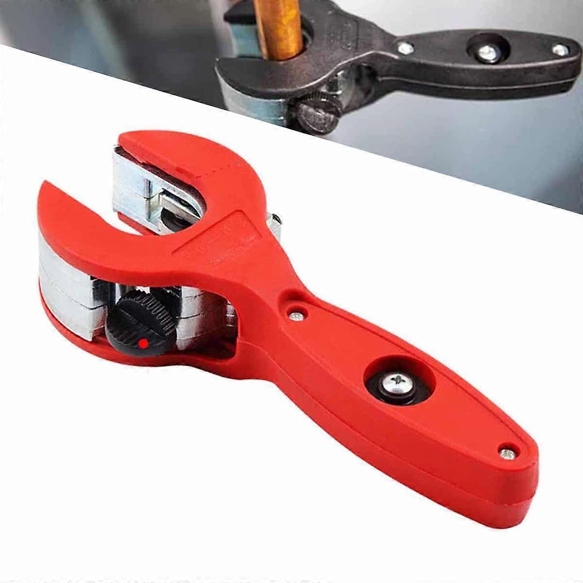 Ratcheting Tubing Cutter, 2-in-1 Compact Copper Pipe Cutter for 1/4" to 7/8" Tubing, PVC and Copper Compatibility, Red