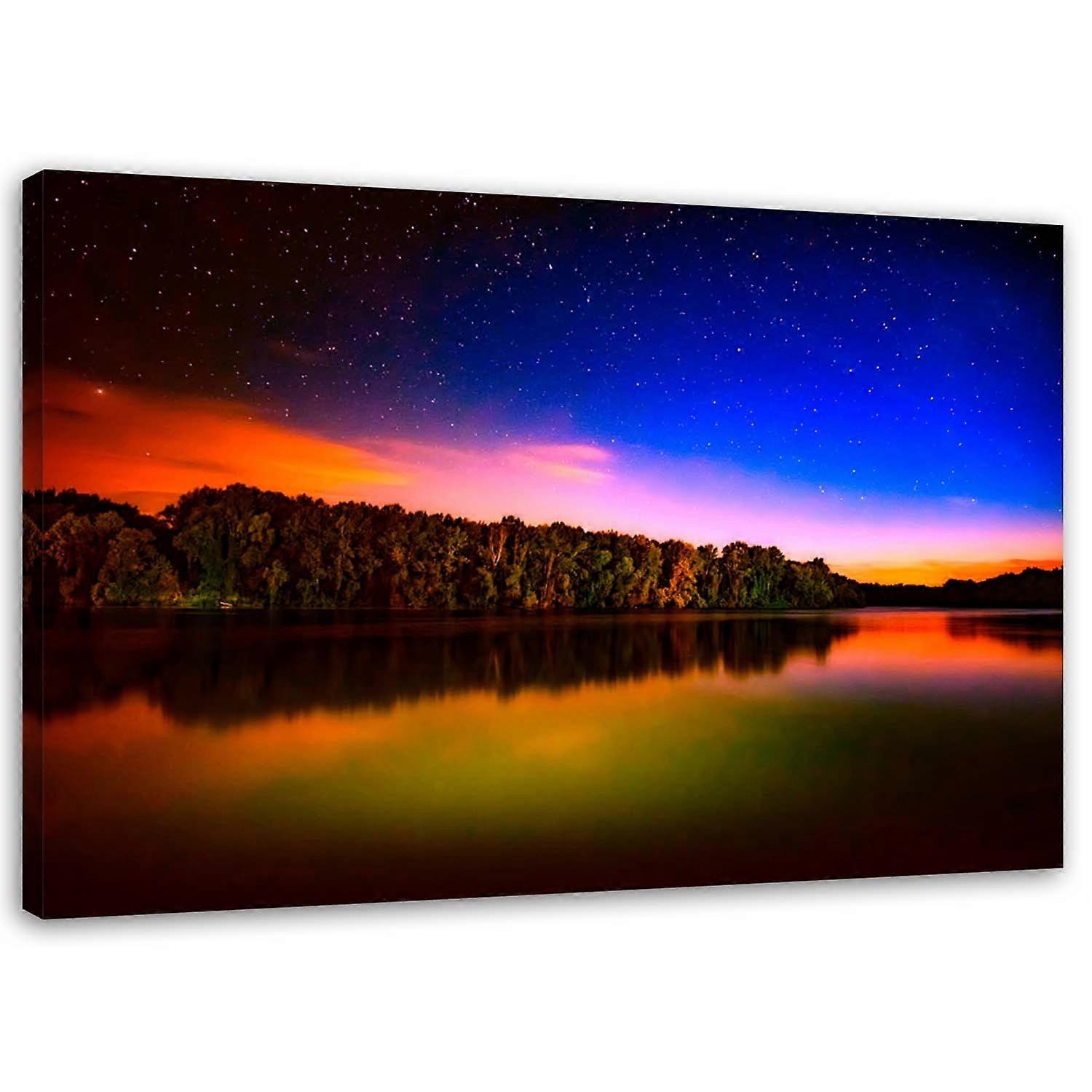 Quadro su tela, Tramonto su un lago - 120x80