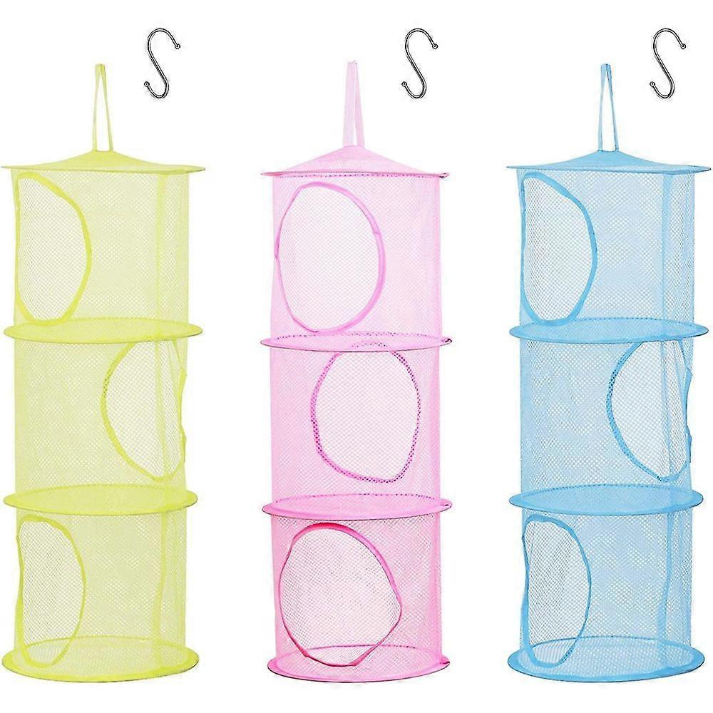 HJYang 3 Pcs Kid's Storage Net, Foldable Mesh Hanging Toy Storage Basket With Plush Toys Small YPY