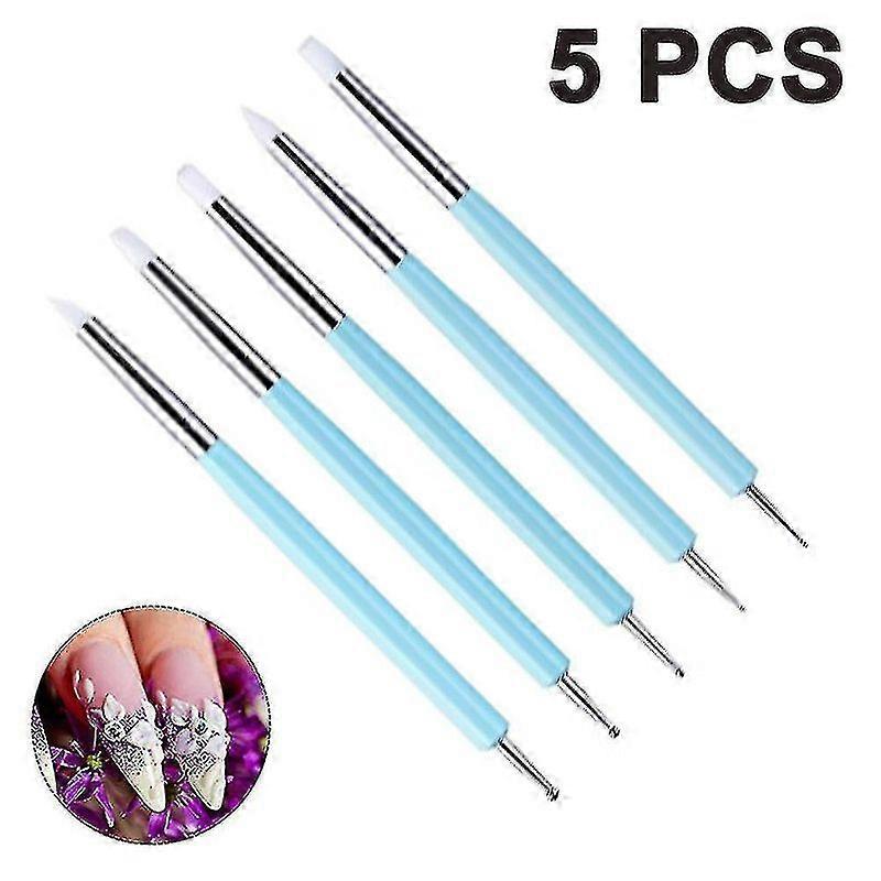 5pcs Double-headed Silicone Dot Flower Pen For Nail Art_h