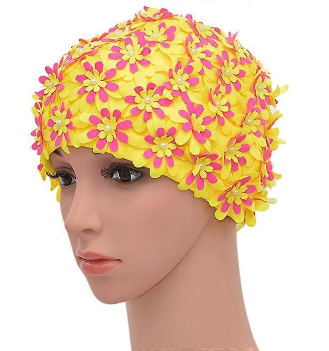 Új divat úszósapka nagy virág úszósapka (sárga)