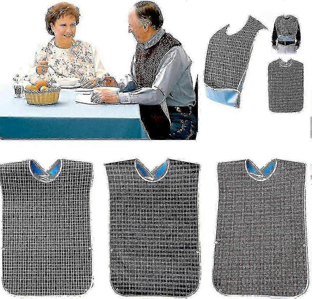 عبوة من 3 مرايل طعام للكبار مع مصيدة فتات - مريلة طعام قابلة للغسل للكبار، مقاس كبير