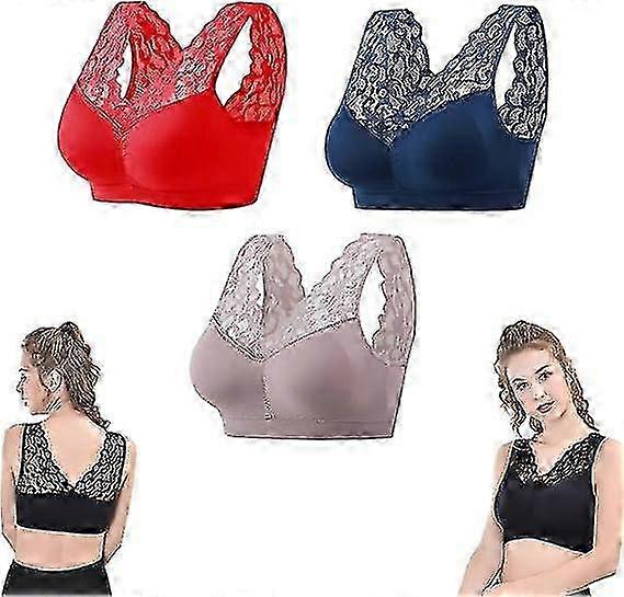Comfortable Wireless Bra - Anti-Sagging Lace Design 3pcs Pack