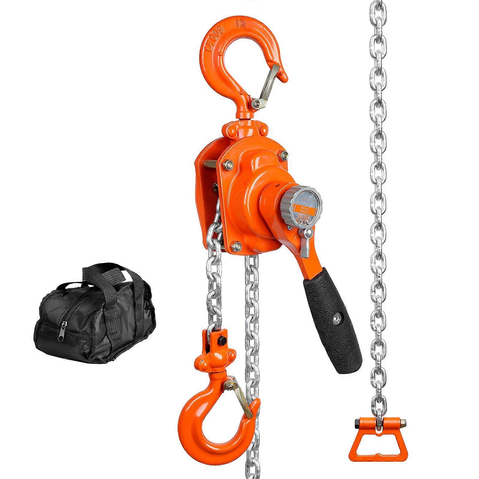 Manual Lever Chain Hoist, 1/2 Ton 1100 lbs Capacity 5 FT Come Along, G80 Galvanized Carbon Steel 360 Rotation Hook, for Garage Factory Dock