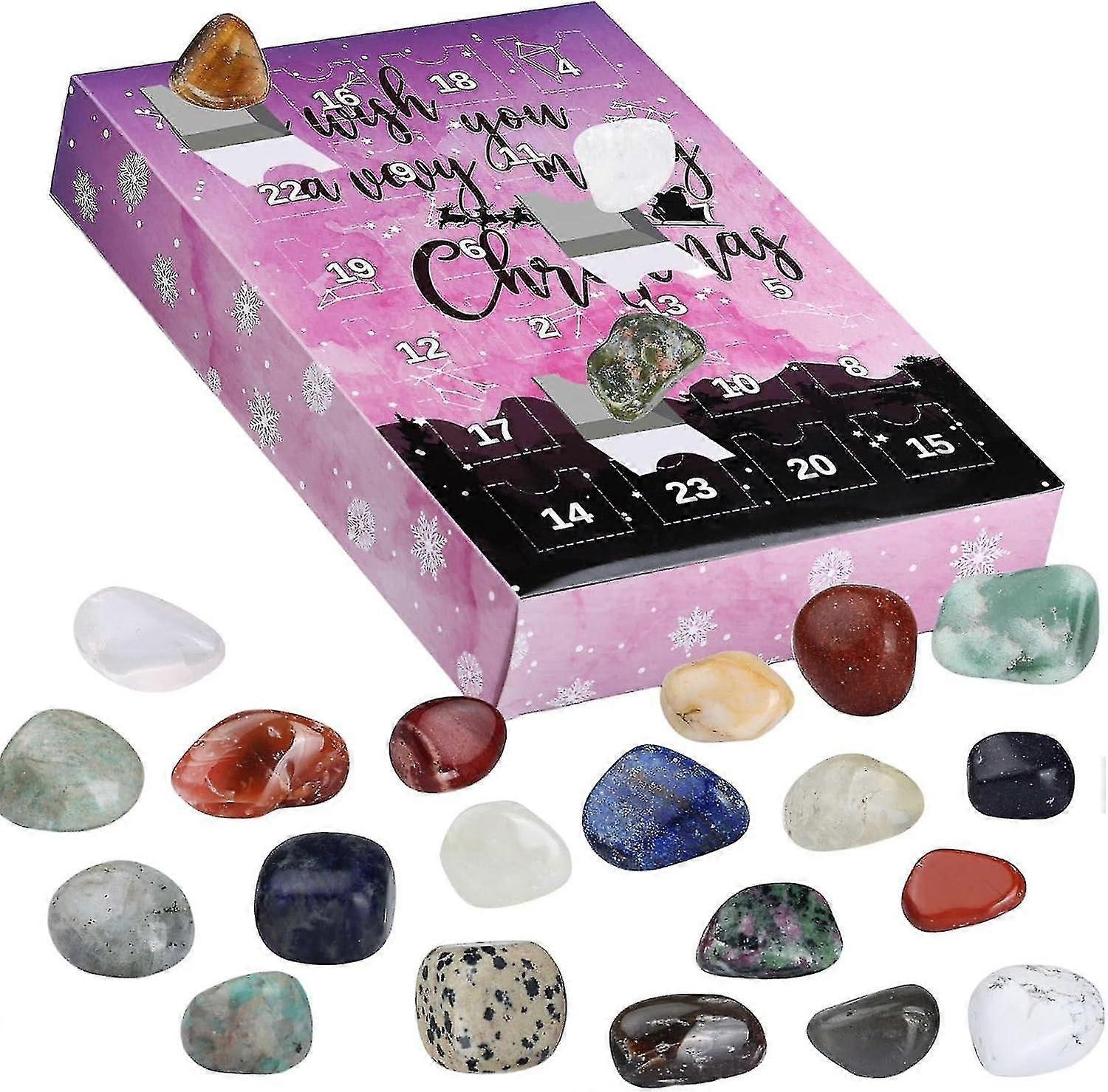 Advent Calendar 2023, 24 Days Natural Healing Crystal Gemstones Minerals & Fossils Advent Calendar Christmas Gift For Kids
