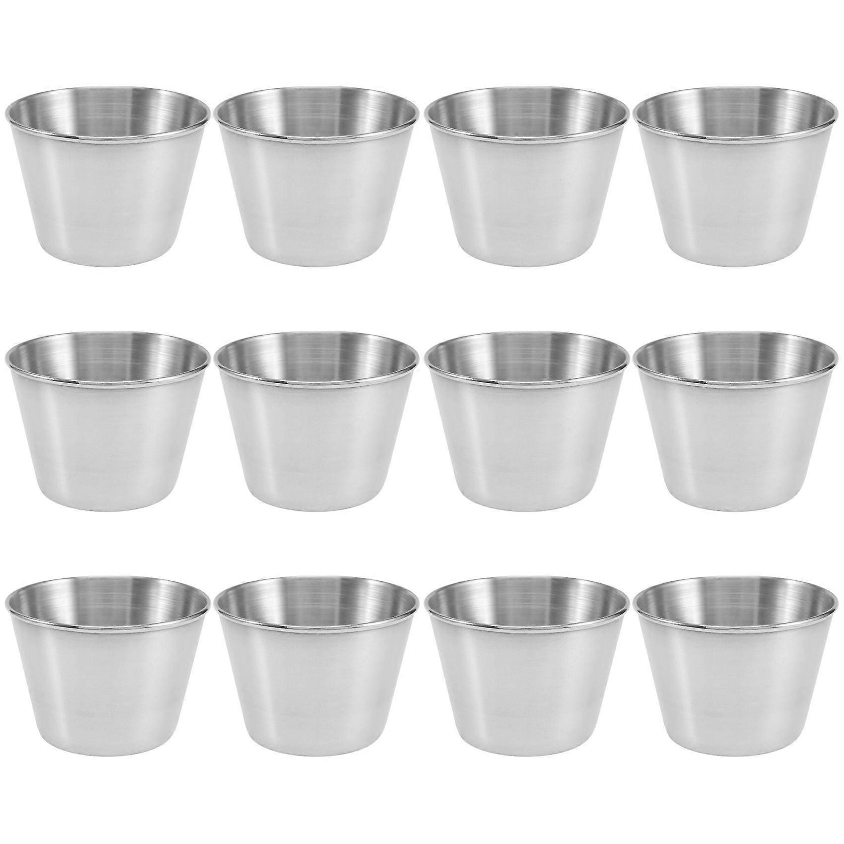 12 Pack Stainless Steel Condiment Sauce Cups,Commercial Grade Dipping Sauce Cups,Ramekin Condiment Cups Portion Cups