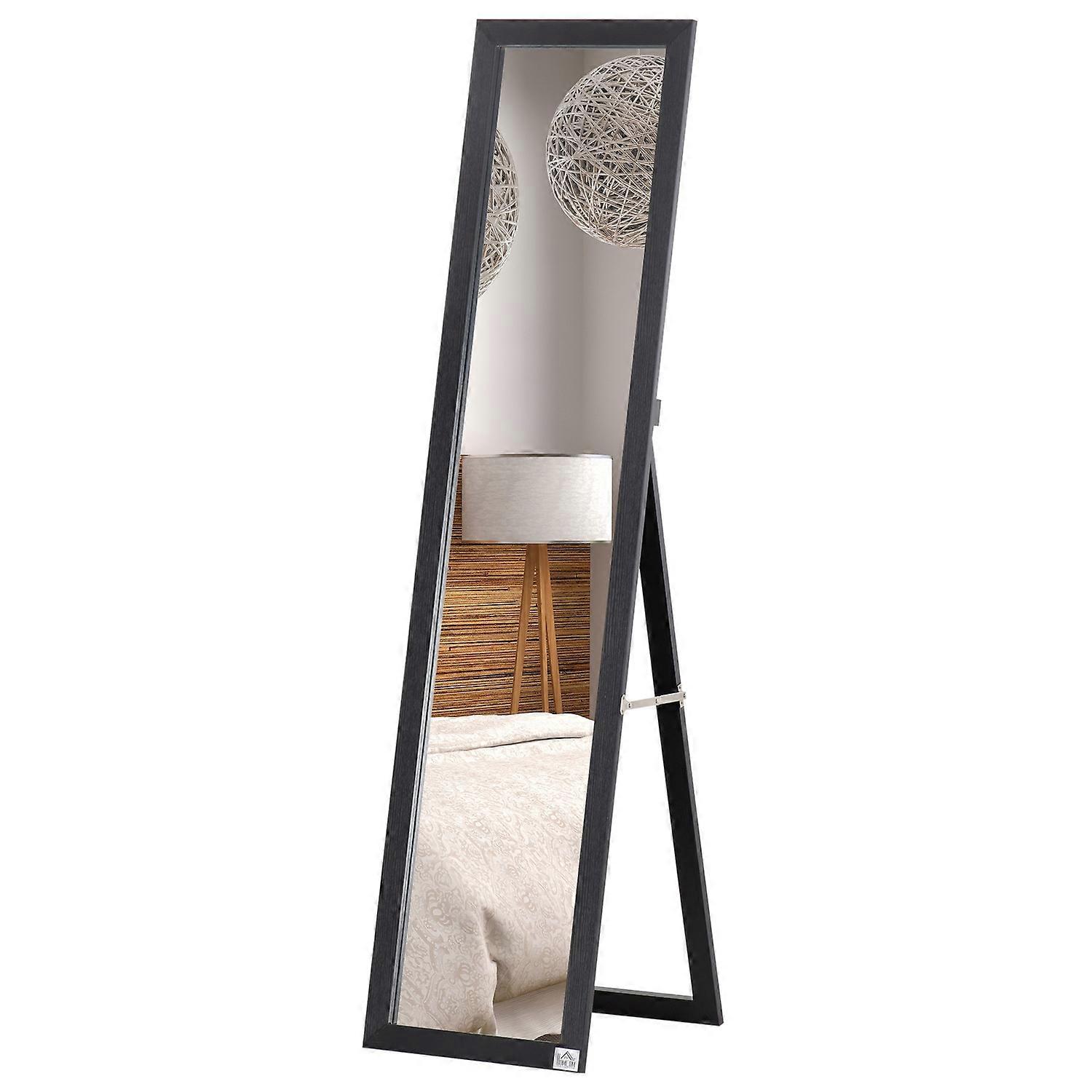 Full-length mirror, 154 x 37 cm Wall mirror with stand, standing mirror for living room, bedroom, black |