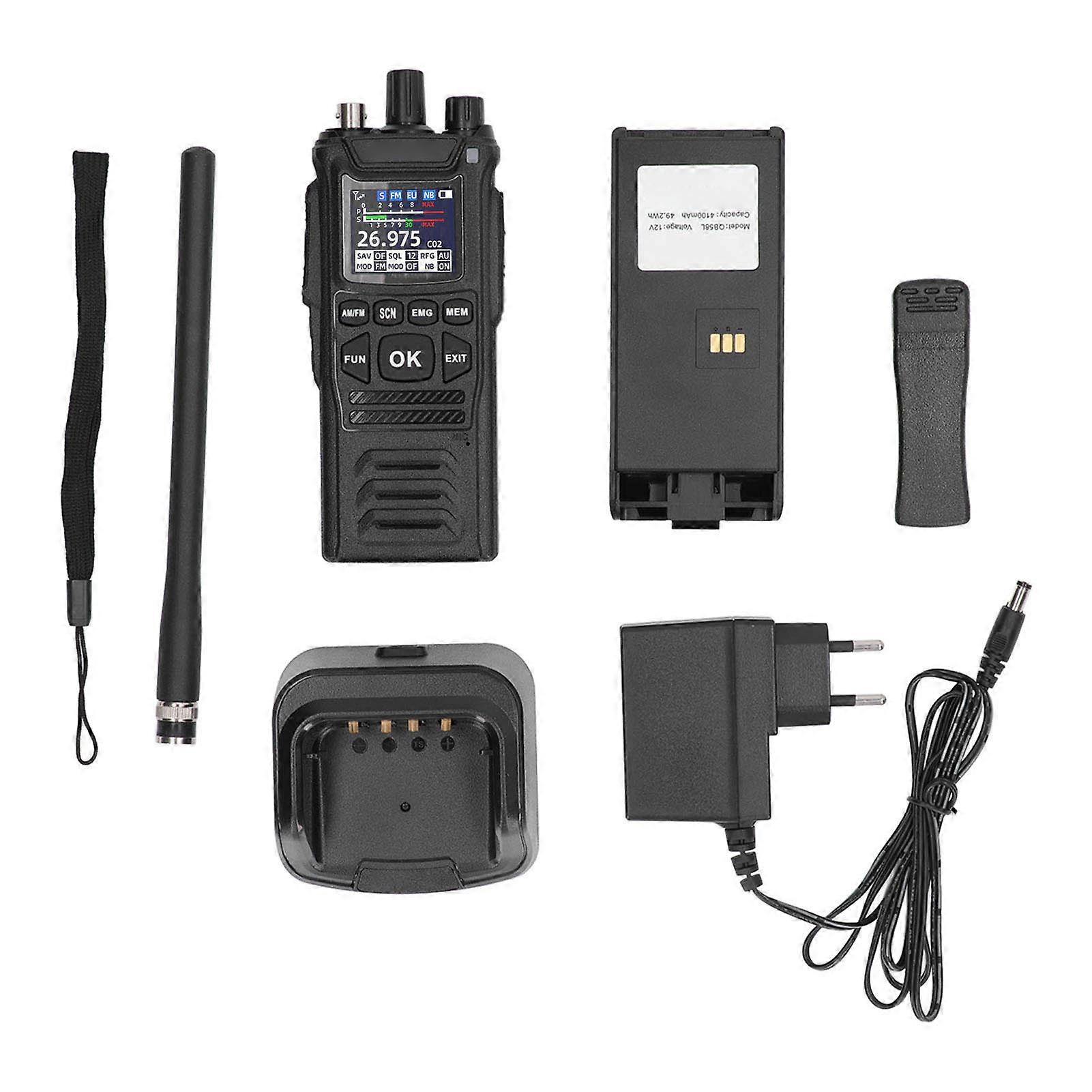 Marine Walkie Talkies Handheld CB Two Way Radio AM FM Transceiver with Charging Base