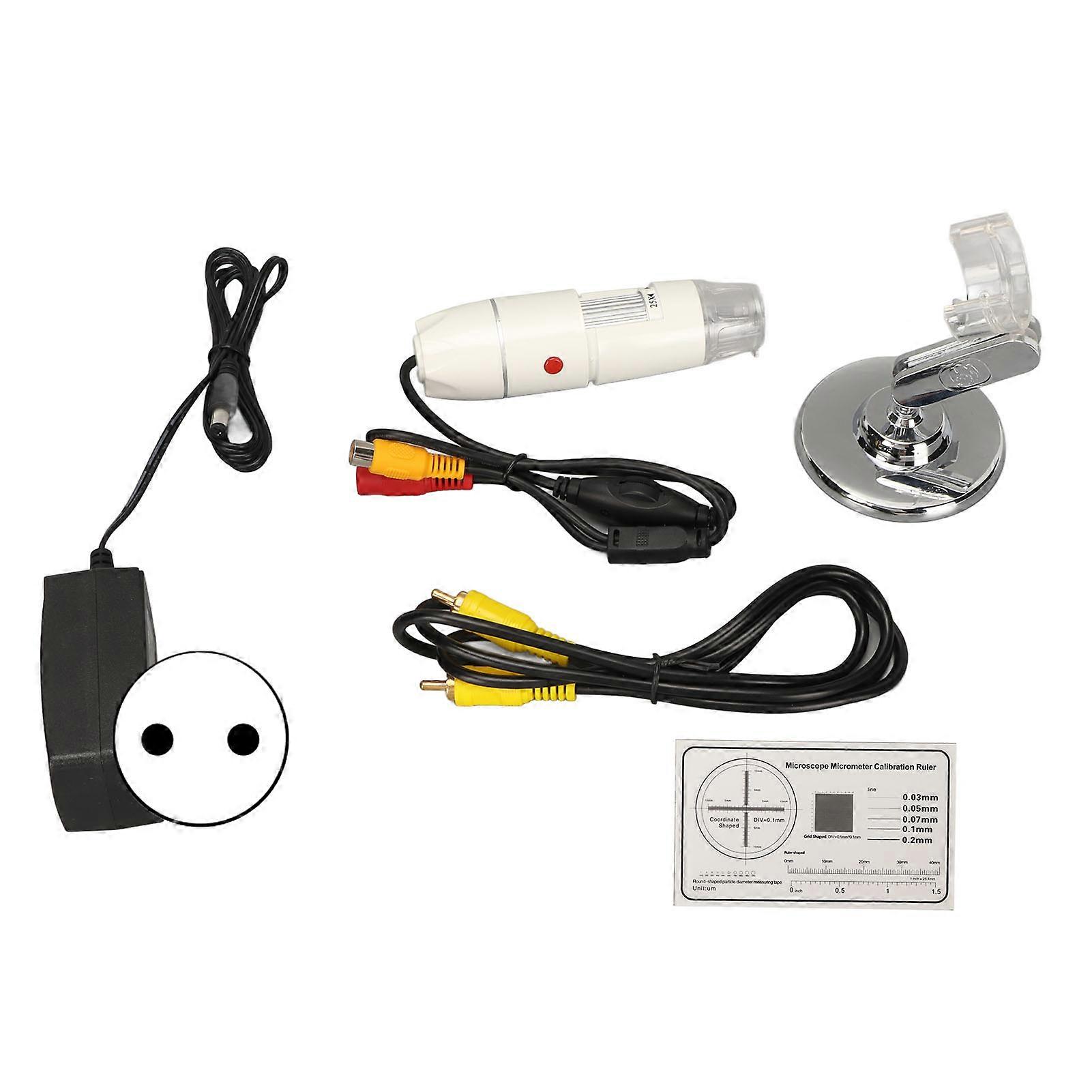 Digital Microscope HD 25x to 400x Analog AV Output Mini Electronic Microscope with 8 LEDs for TV