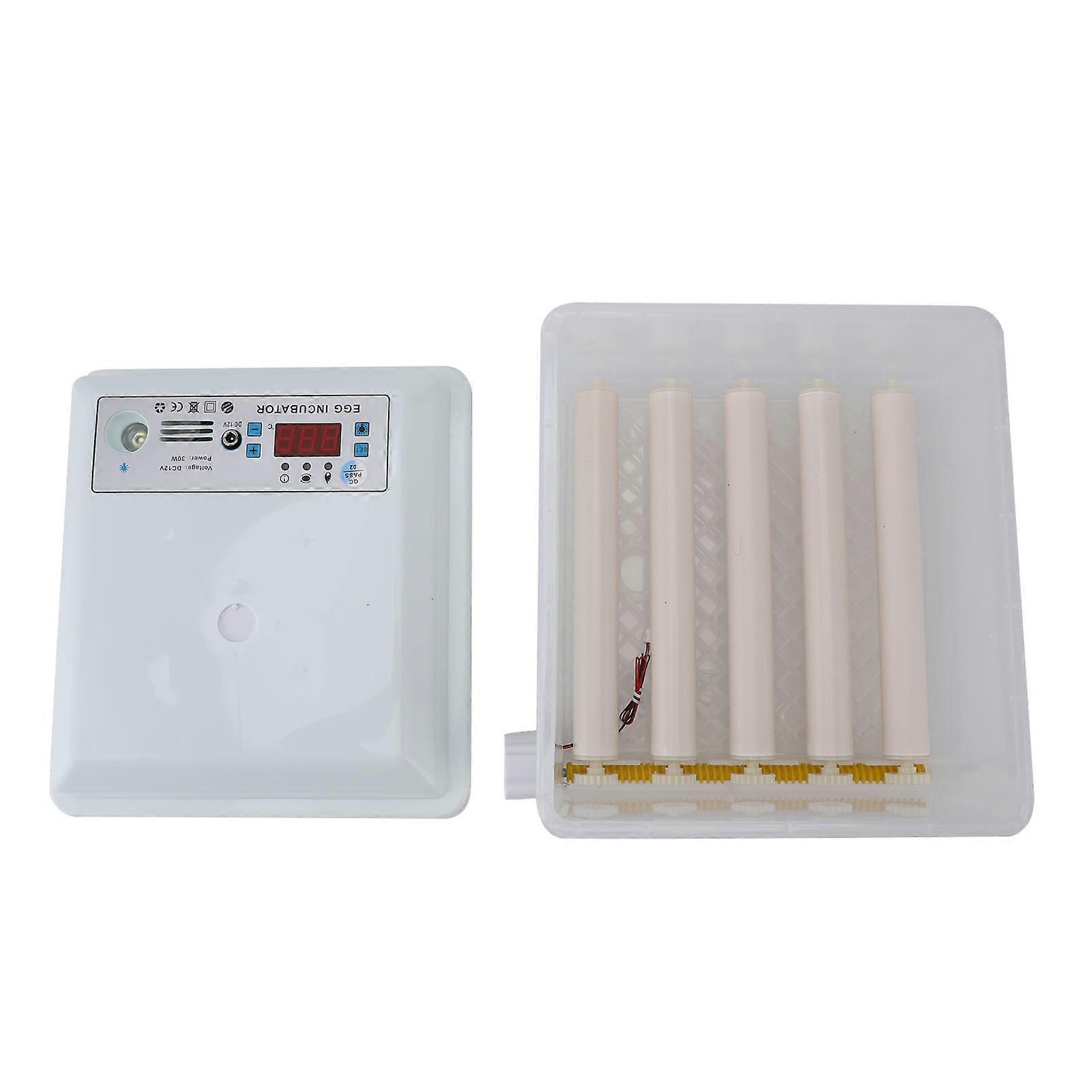 12 Eggs Incubator ABS Foam Poultry Hatching Machine with Automatic Temperature and Humidity Control for Chickens Goose Duck