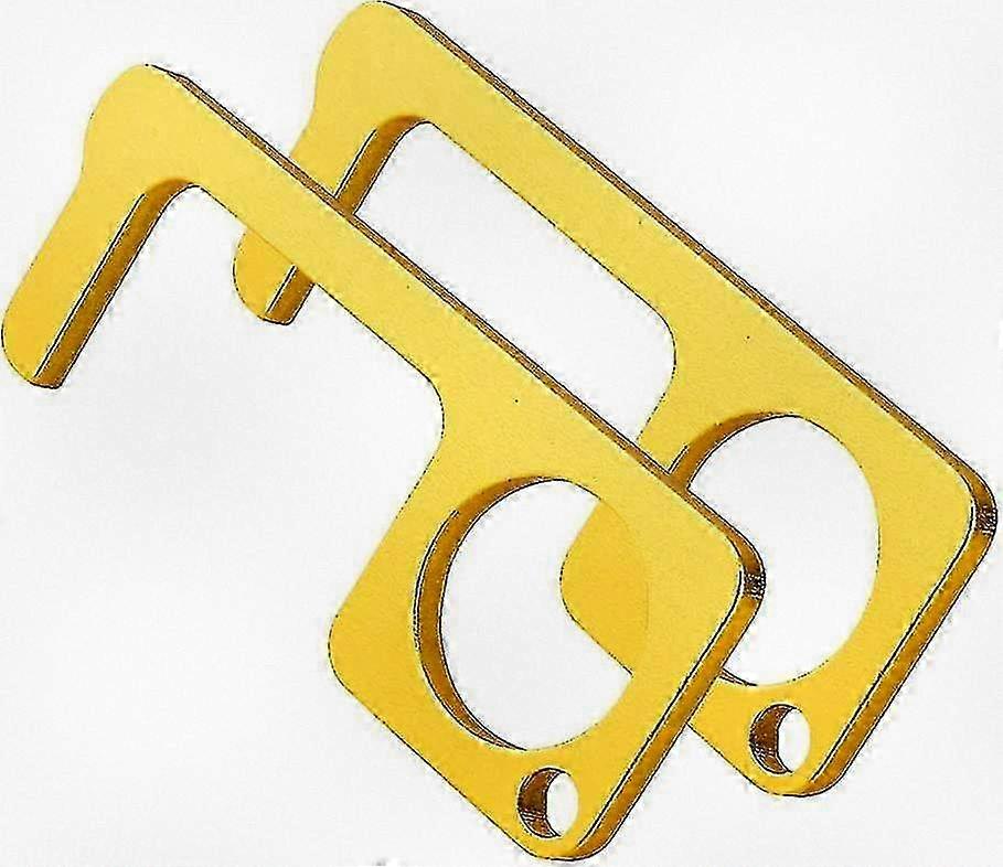 Portable Contactless Door Opener Tools, Brass No-Touch Key Tool, Elevator Push Stick for Outdoor Use
