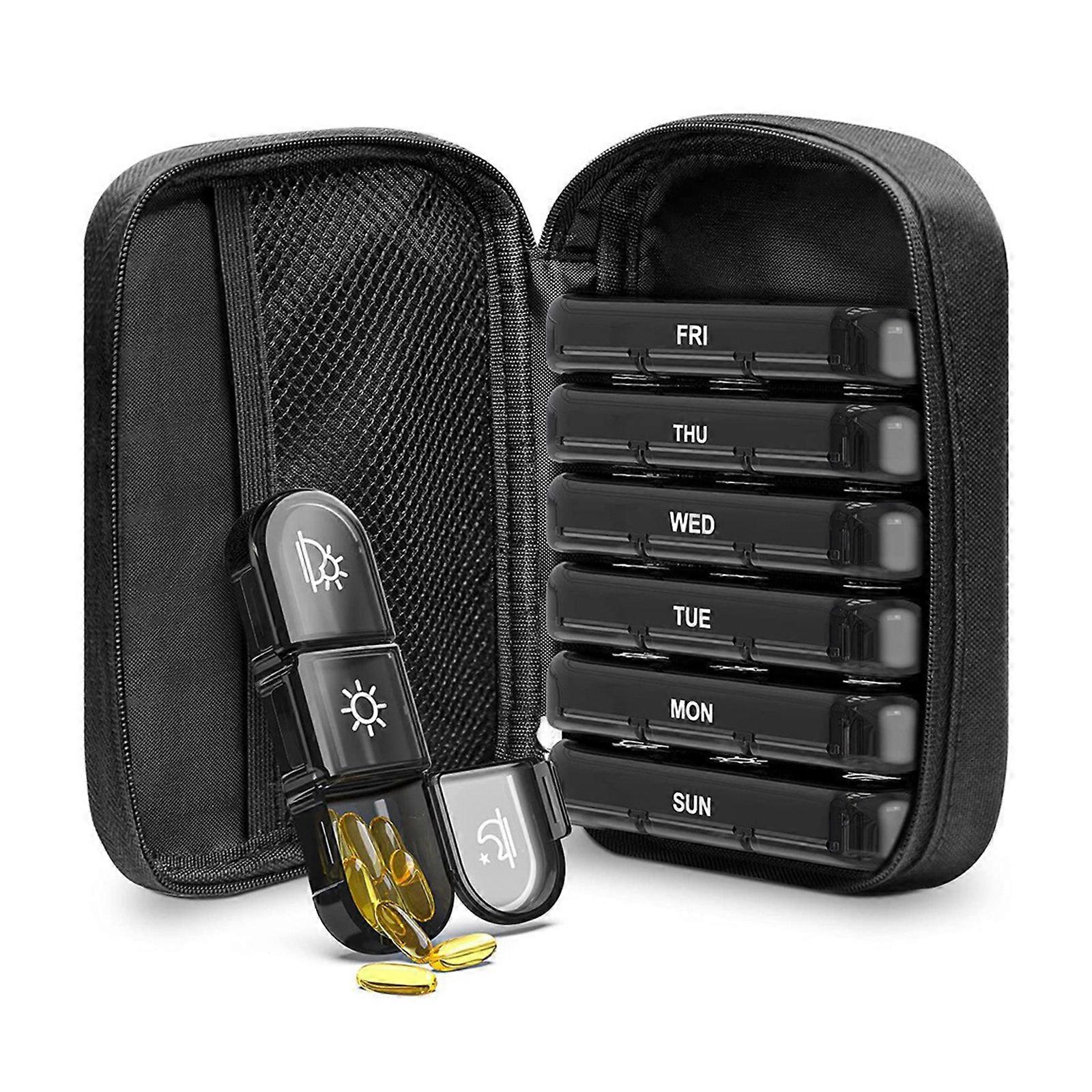Weekly for Pill Organizer 3 Times a Day for Pill Box with Portable Canvas Bag for Pill Container Medication Holder for V