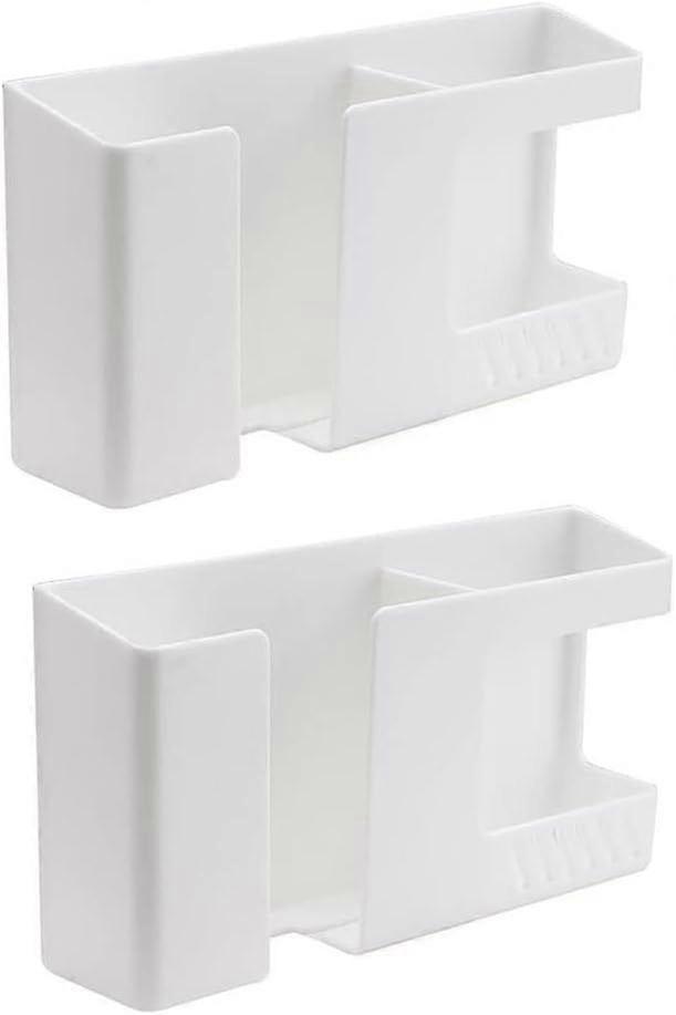 White Remote Control Holder - Adhesive Wall Mount Storage Box for Home Office